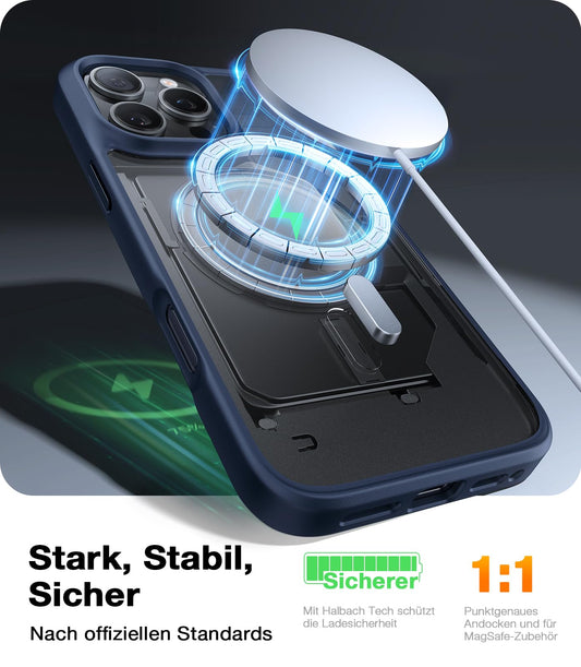 TORRAS 2026 Neu Guardian-Mag für iPhone 16 Pro Hülle für MagSafe Zertifizierte Militärschutz & Magnetkraft Handyhülle iPhone 16 Pro Case Stoßfest Kratzfest Schutzhülle Cover Edle Matt Blau