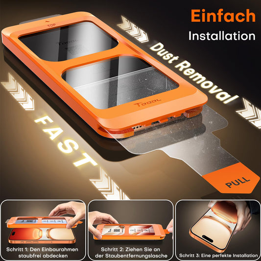 TOCOL für iPhone 17 für Panzerglas 6,3 Zoll, Full Screen Automatische Installation 9H Härte Folie Stoßfest Kratzfest Anti-Fingerabdruck Anti-Bläschen, Kompatibel mit Hülle, 2 Stück