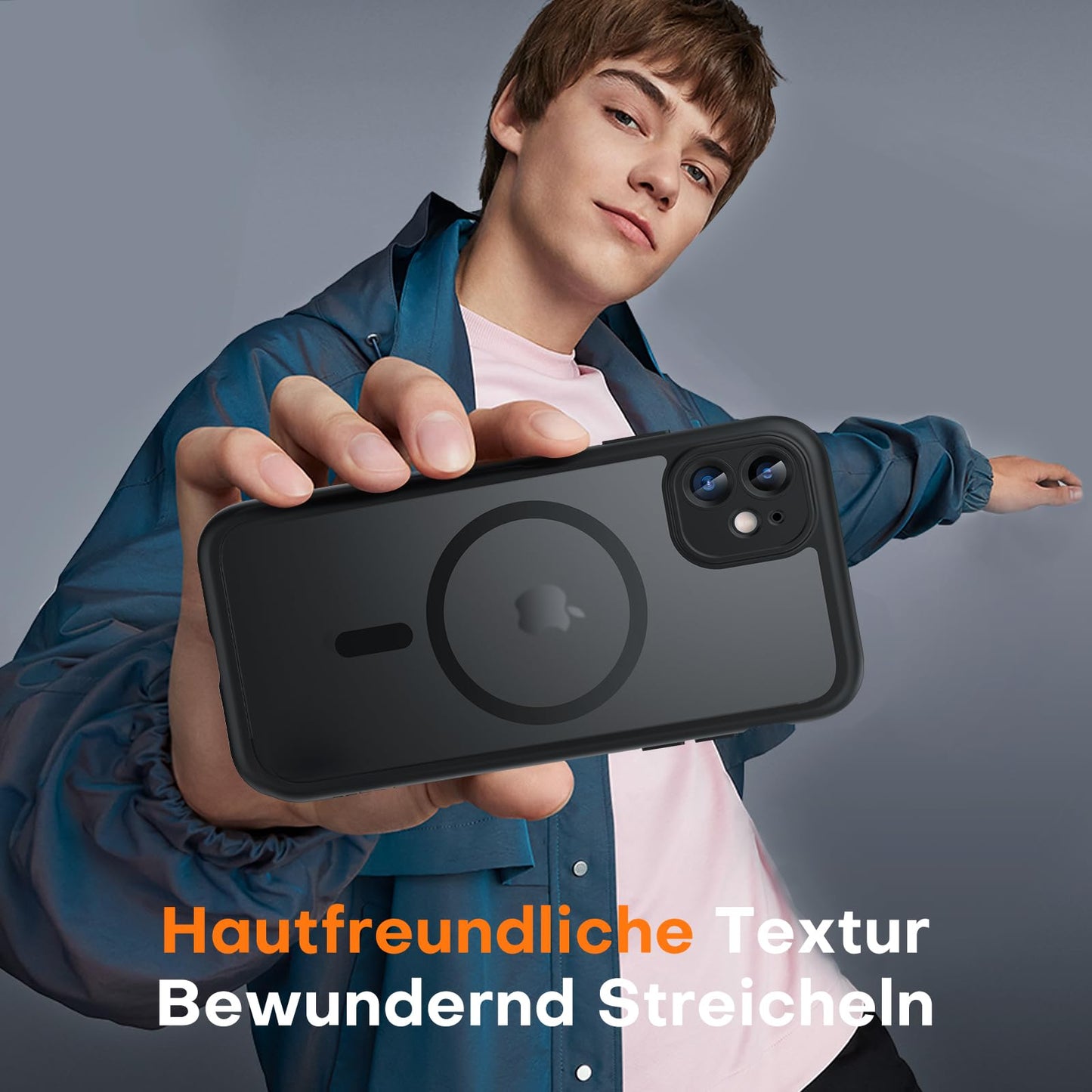 TOCOL für iPhone 11 Hülle für Magsafe, Vollständiger Kameraschutz Stoßfest Kratzfest Transluzente Rückseite Magnetisch Handyhülle für iPhone 11 Case, Schwarz