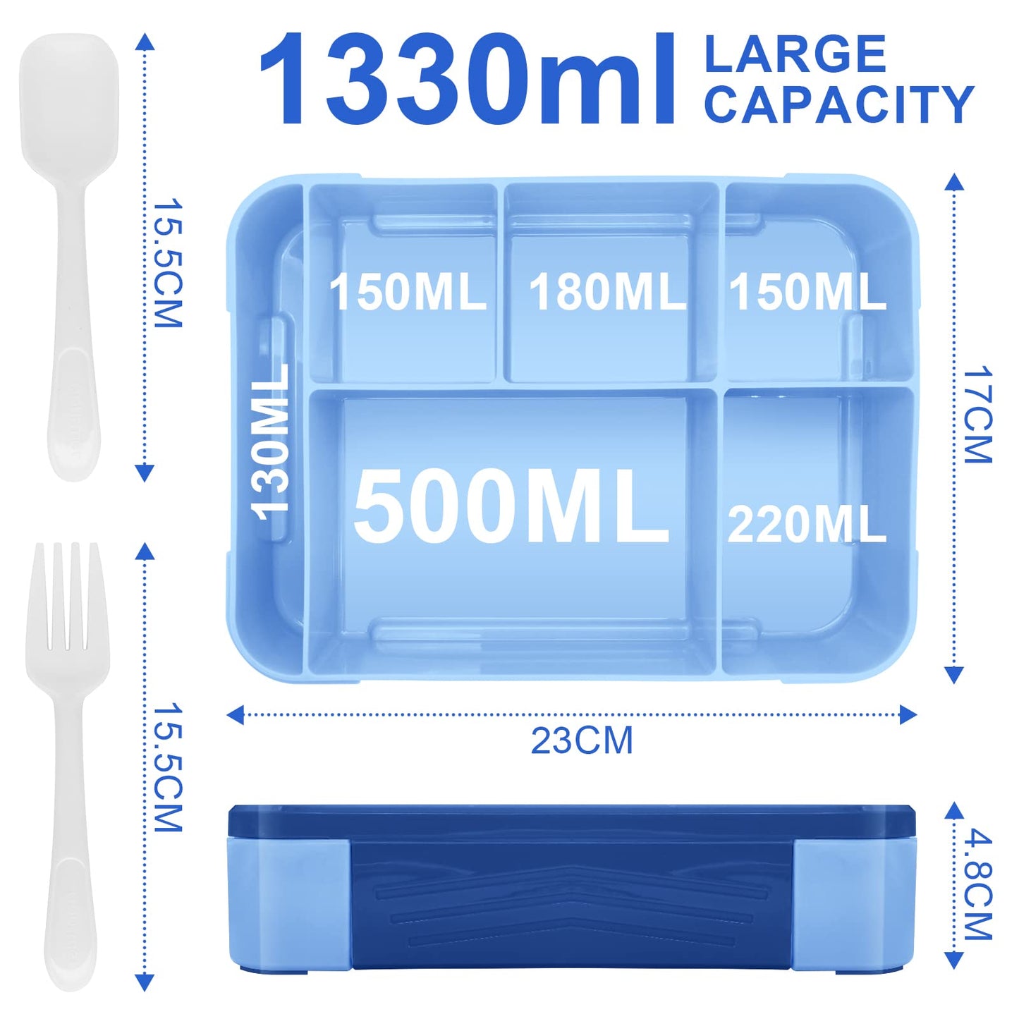 Brotdose Kinder mit Fächern Bento Box auslaufsichere Lunchbox