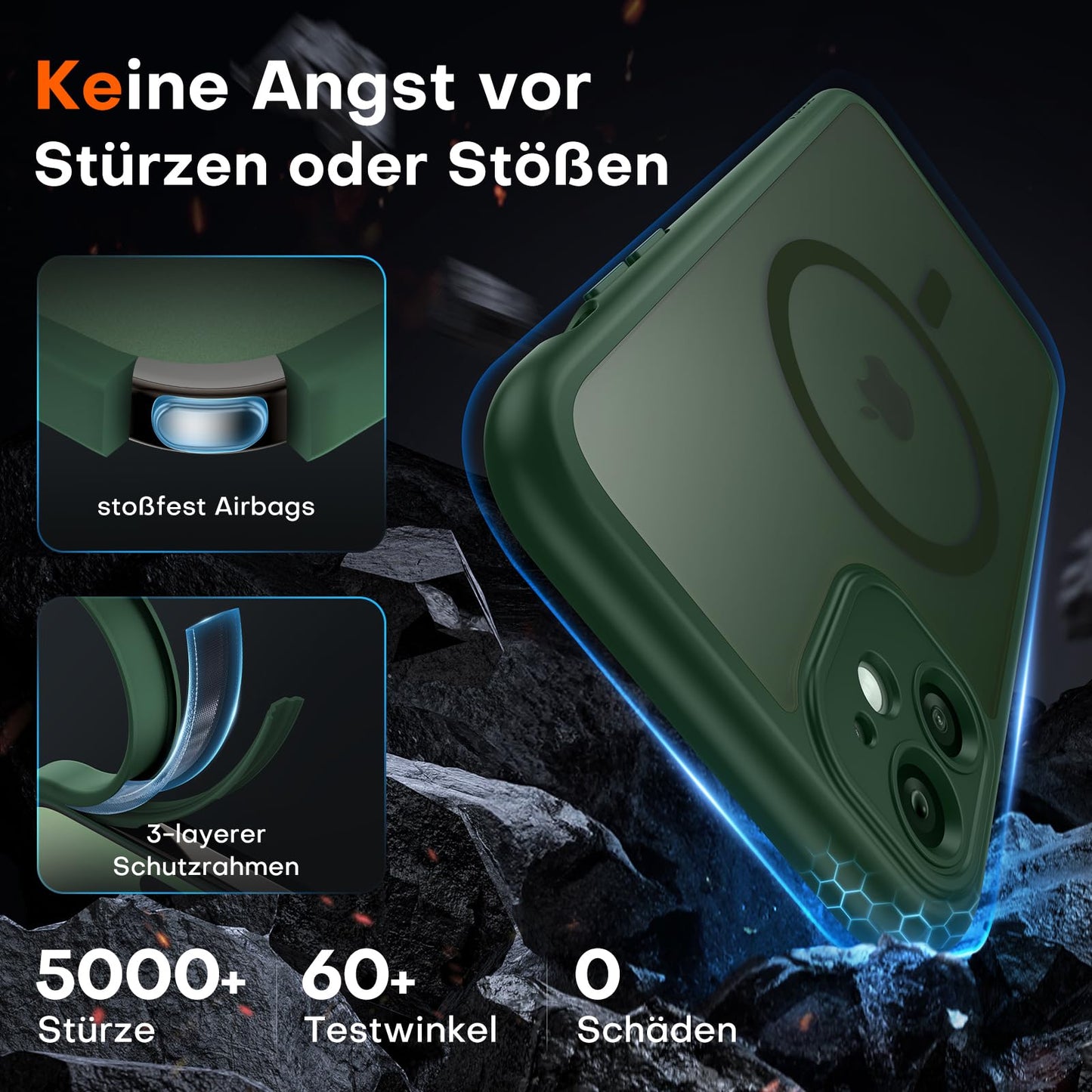 TOCOL für iPhone 11 Hülle für Magsafe, Vollständiger Kameraschutz Stoßfest Kratzfest Transluzente Rückseite Magnetisch Handyhülle für iPhone 11 Case, Alpengrün