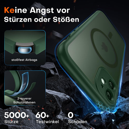 TOCOL für iPhone 11 Hülle für Magsafe, Vollständiger Kameraschutz Stoßfest Kratzfest Transluzente Rückseite Magnetisch Handyhülle für iPhone 11 Case, Alpengrün