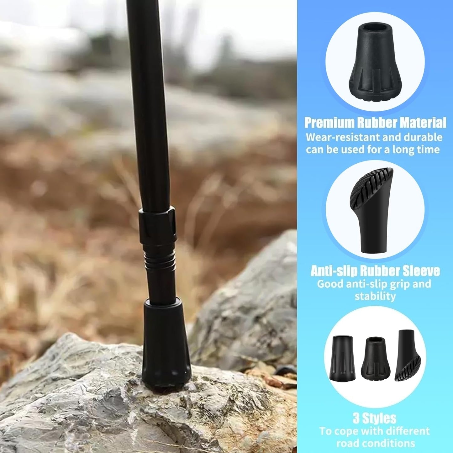 16er Set Gummipuffer für Wanderstöcke 11mm zuverlässig robust