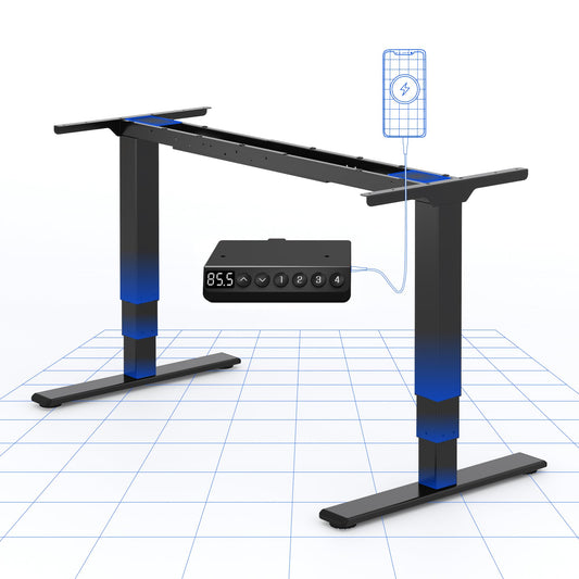 FLEXISPOT Elektrisch Höhenverstellbares Schreibtischgestell mit Dual-Motor & 3-stufigen Säulen, Sitz-Steh-Tisch Rahmen für Homeoffice & Büro, Höhenbereich 60–125 cm, mit USB-Port, EC5 Plus Schwarz