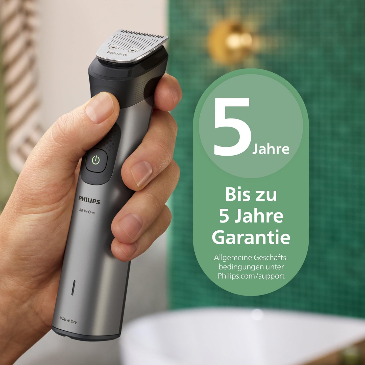PHILIPS Multigroom Series 7000 All-in-One 17-teiliger Barttrimmer und Haarschneider für Gesicht, Kopf und Körper, selbstschärfende Metallklingen, 26 Längeneinstellungen (0,5-20 mm), Modell MG7961/15