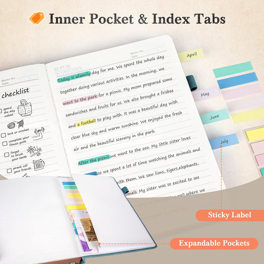 Smarpau A5 Notizbuch Vintage Hardcover 366 Seiten tintenfestes Papier-Smarpau