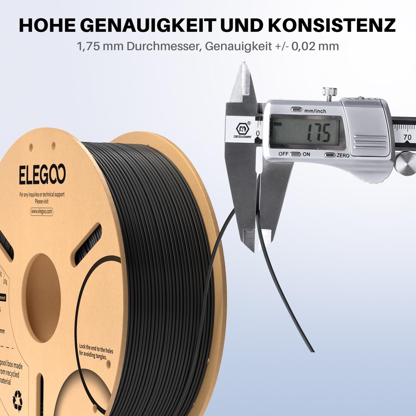 ELEGOO PLA+ Filament 1.75mm Schwarz 4KG, PLA Plus 3D Drucker Filament, Härter und Stärker Filament-3D-Druckmaterialien, Maßgenauigkeit +/-0,02mm, Kompatibel mit Meisten 3D Printer(1KG/Spool, 2.2lbs)