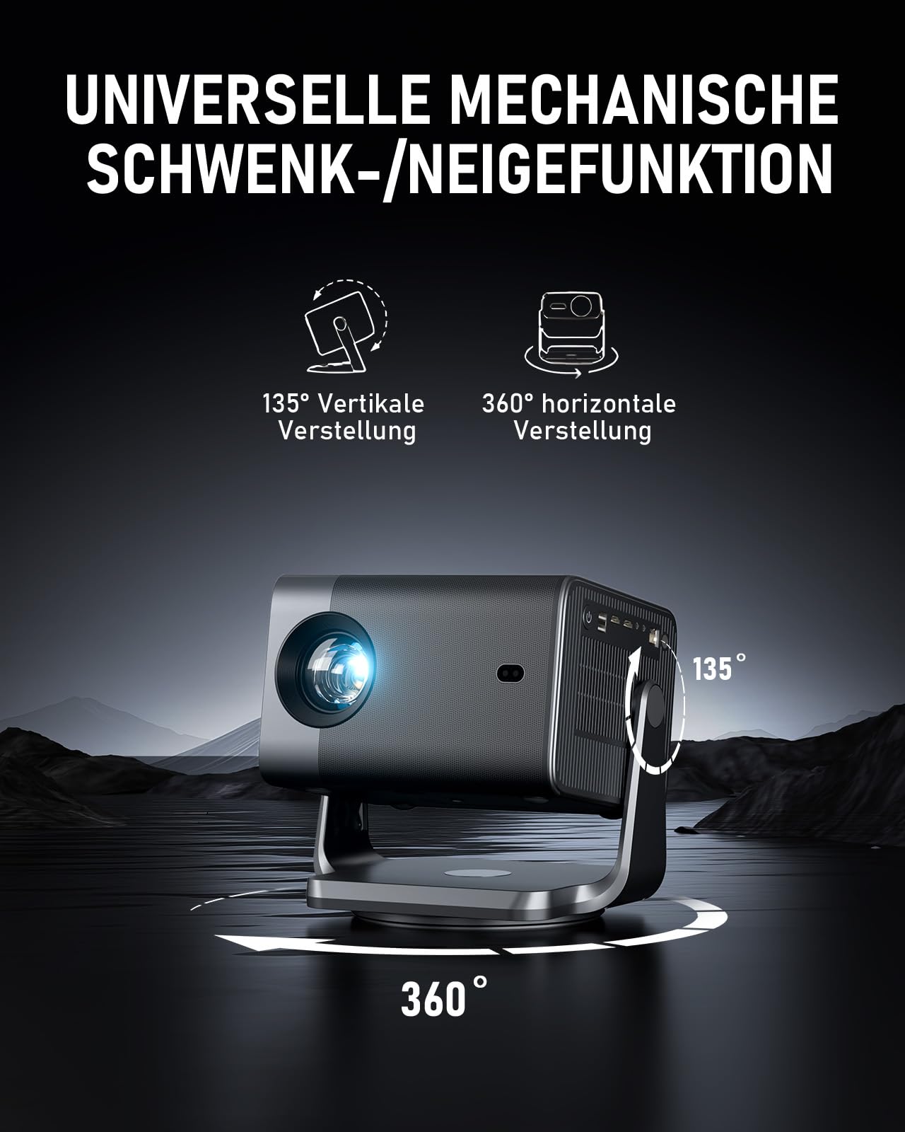 Smart Beamer 4K【Offiziell APPs & Dolby Audio】 4000ANSI Auto Fokus/6D Trapezkorrektur Video Projector Full HD 1080P, WiFi6 Bluetooth Unterstützt 4K Video Beamer Heimkino/Outdoor für Handy Projektor
