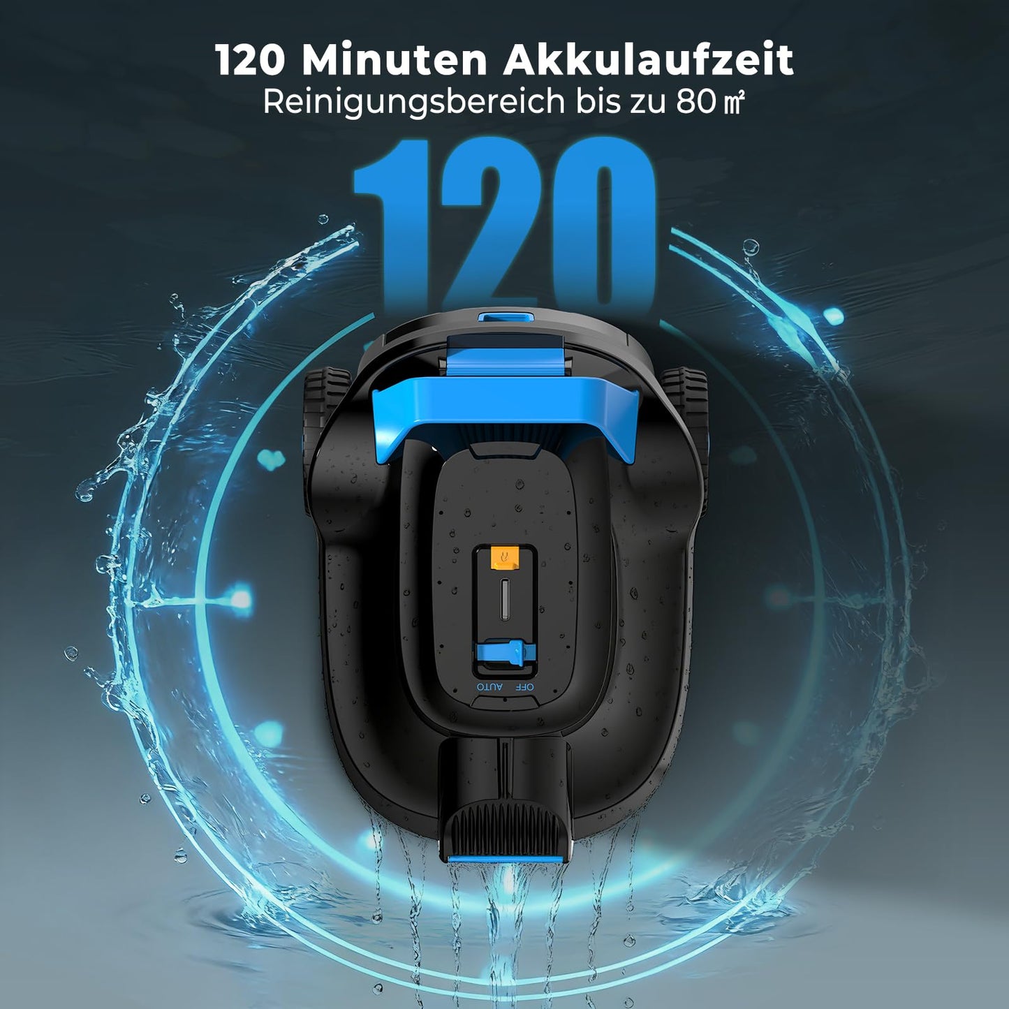 BOTLIFE (2026 Neu) PC01 Poolroboter, Akku Poolsauger Bodensauger, Kabelloser Poolroboter Boden, 120 Minuten Laufzeit, 6057 LPH, Selbsteinparkfunktion, Poolreiniger für Flache Pools bis zu 80㎡
