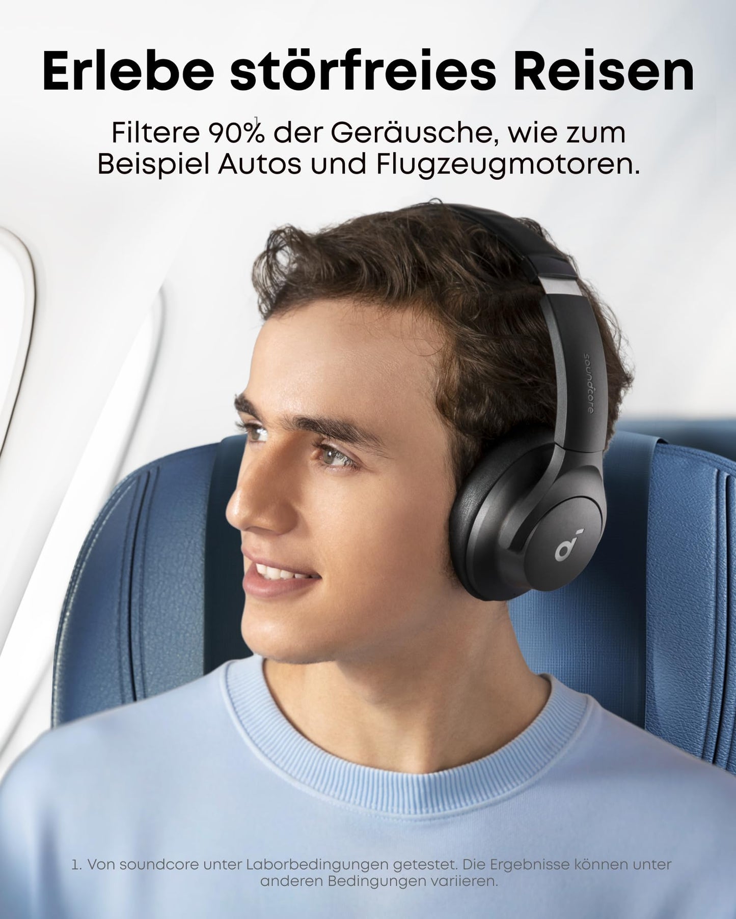 soundcore by Anker Q20i kabelloser Bluetooth Over-Ear-Kopfhörer mit Hybrid Active Noise Cancelling, 40h Spielzeit im ANC-Modus, Hi-Res Audio, tiefer Bass, Personalisierung per App