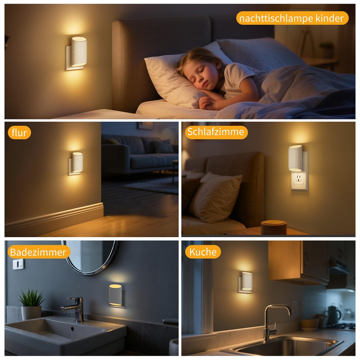 Nachtlicht Steckdose mit Bewegungsmelder und Dammerungssensor 2 Stuck