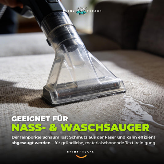 Pol Star Basic Set: Koch Chemie Pol Star Textil Leder Alcantara Reiniger 1L + Foam Bottle 150ml + Bürste + Mikrofasertuch 40×40 | Schaumauftrag für kontrollierte Reinigung & saubere Abnahme | 4-teilig