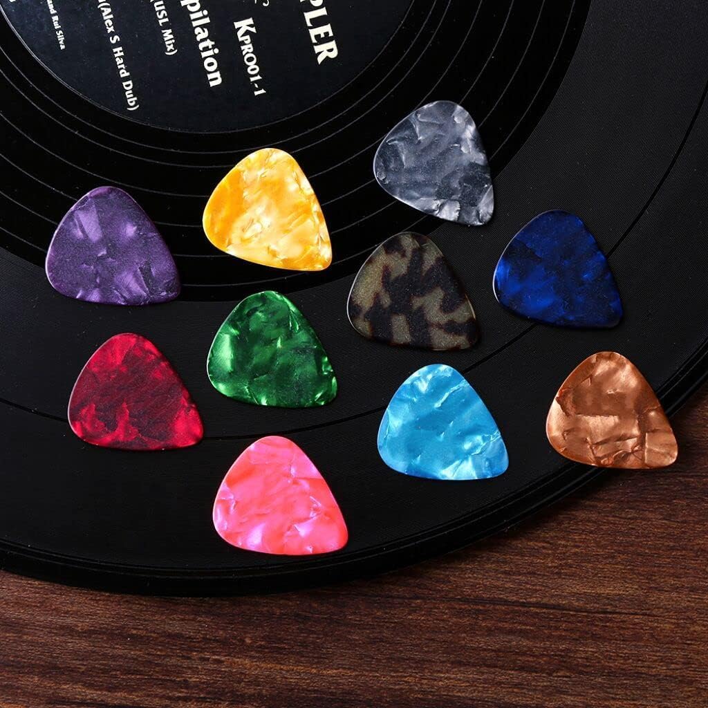 24er Set Zelluloid Plektren Verschiedene Stärken für Gitarre Ukulele Bass-Picko