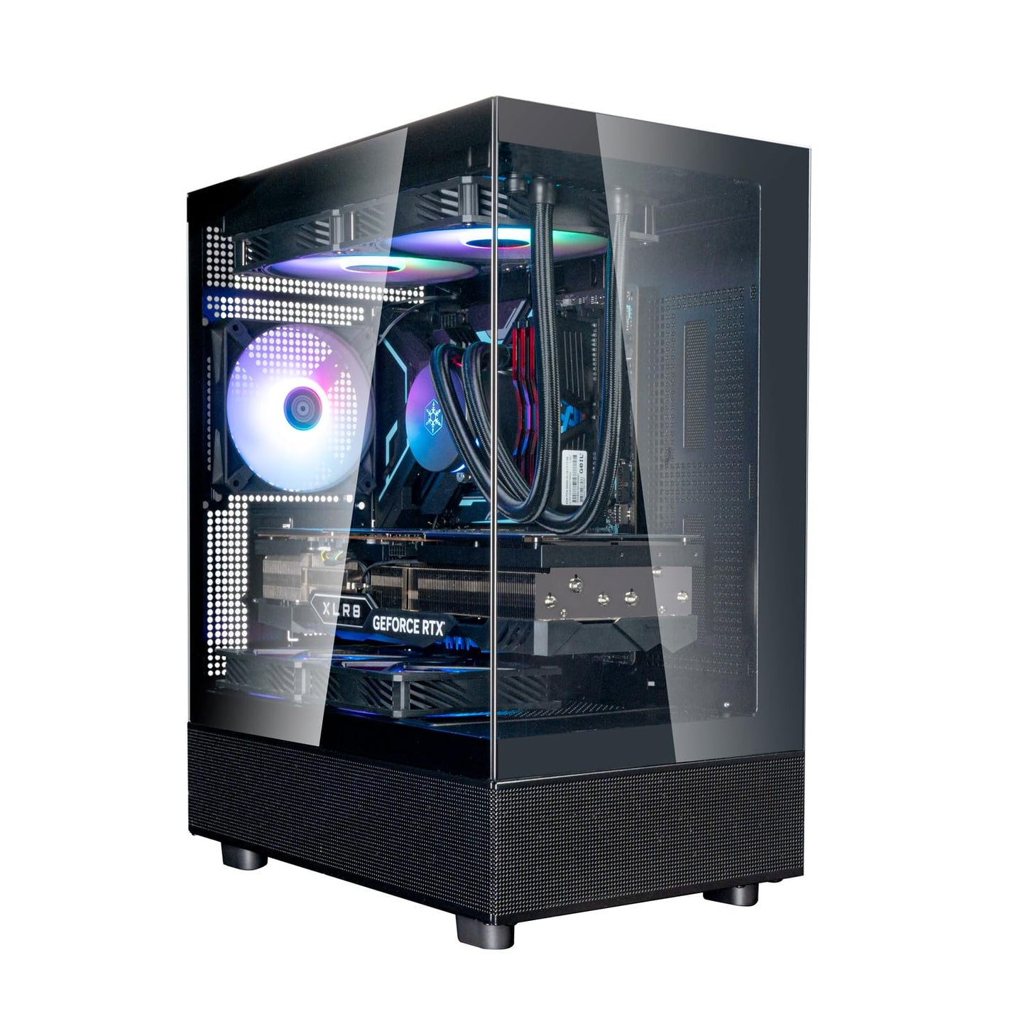 SilverStone Technology SST-LD04-B-ARGB - Lucid Serie, Panorama-Micro-ATX-Gehäuse mit beachtlichem 270°-Sichtfeld