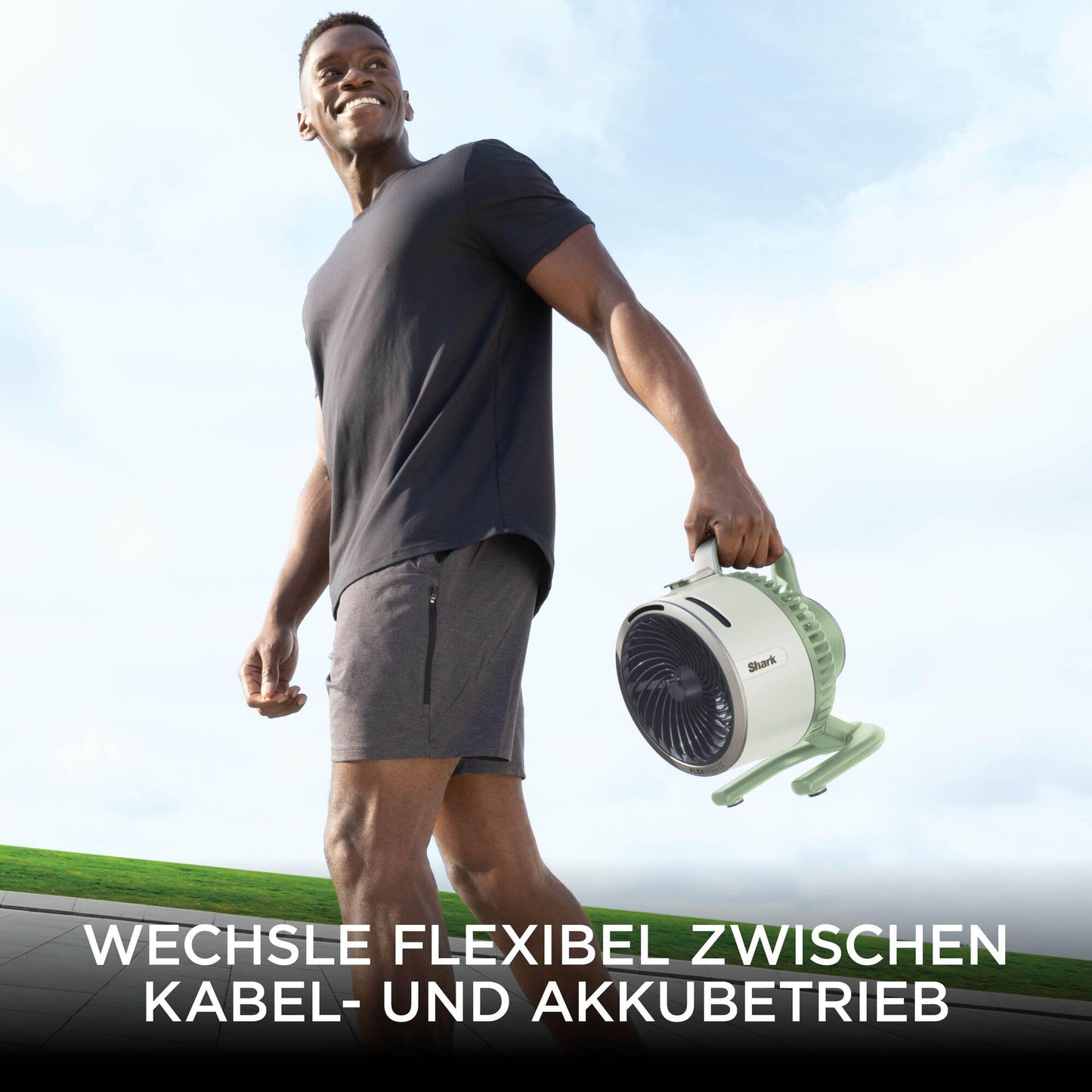Shark FlexBreeze HydroGo Starker Ventilator mit Sprühnebel, Kühlung für drinnen & draußen, leise & langlebig, kabelgebunden & kabellos, kompakt & leicht, 5 Geschwindigkeiten, Mint FA050EUGN