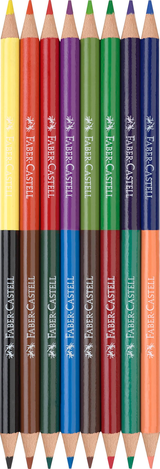 Faber-Castell 116197 - Buntstifte Set Bicolor, 8 Malstifte mit 16 Farben