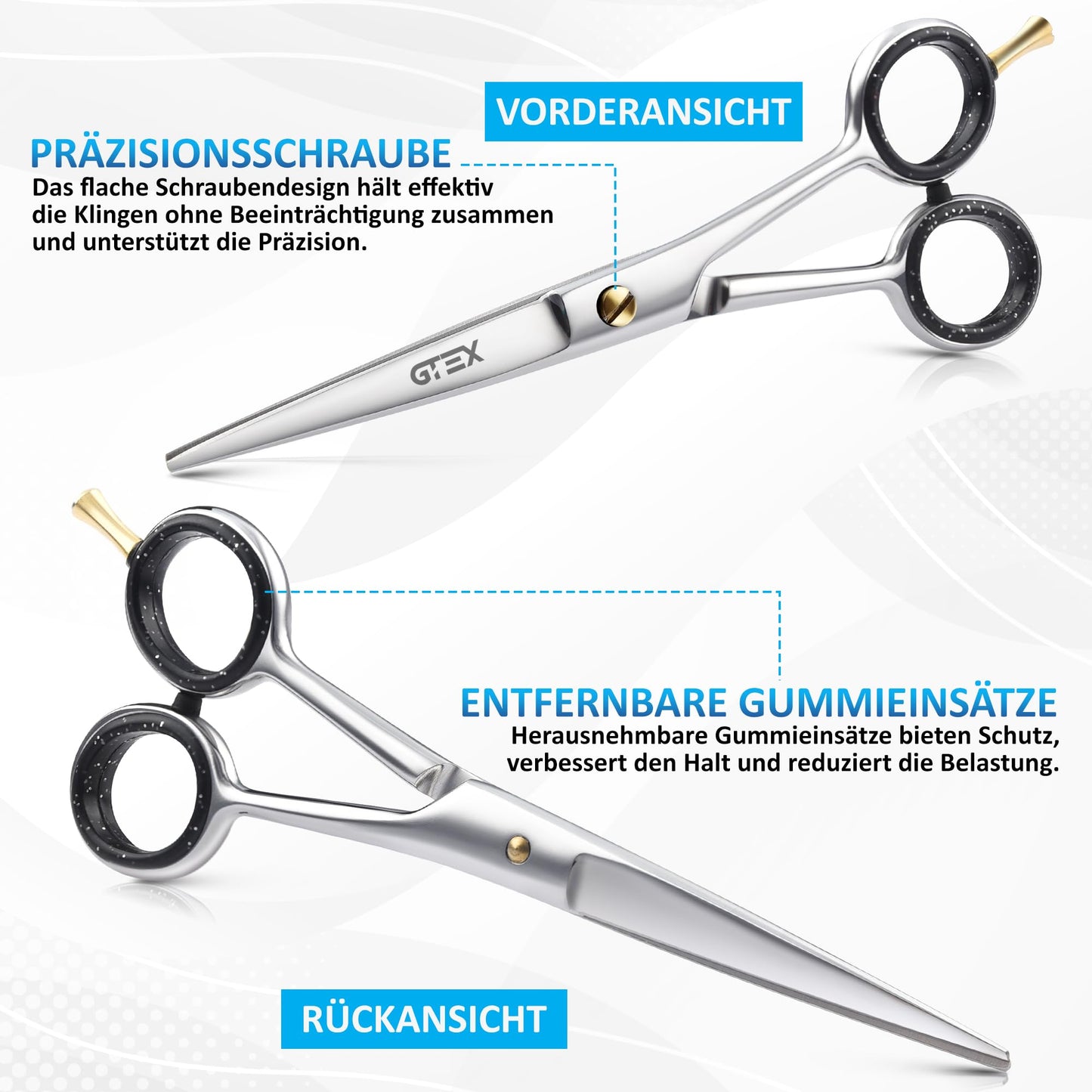 Professionelle Friseurschere GTEX 6,5 Zoll mit Kamm und Etui