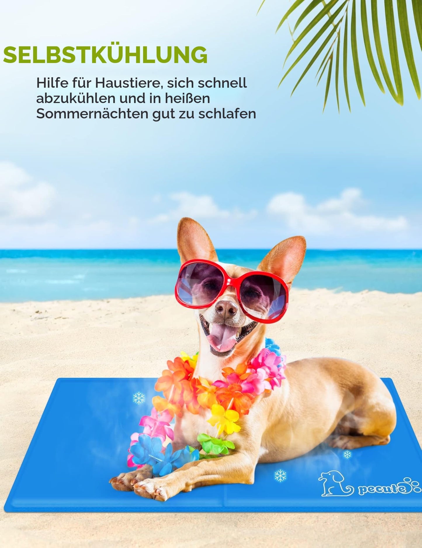 pecute Kühlmatte für Hunde, langlebiger, Upgrade, Oxford-Stoff + PVC, Dicke 0,4 mm, automatische Kühlmatte für Haustiere