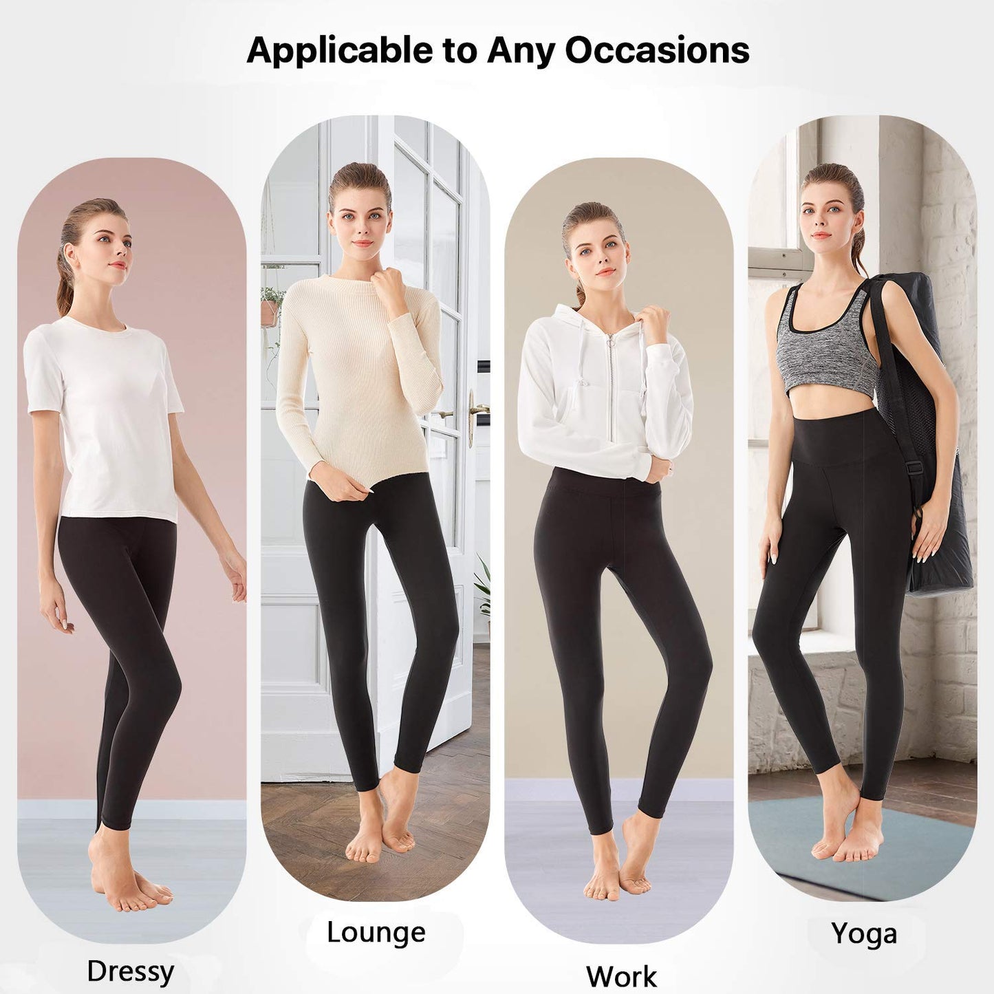 SINOPHANT Leggings Damen High Waist - Blickdicht Leggins mit Bauchkontrolle für Sport Yoga Gym(1 Schwarz,XXL)