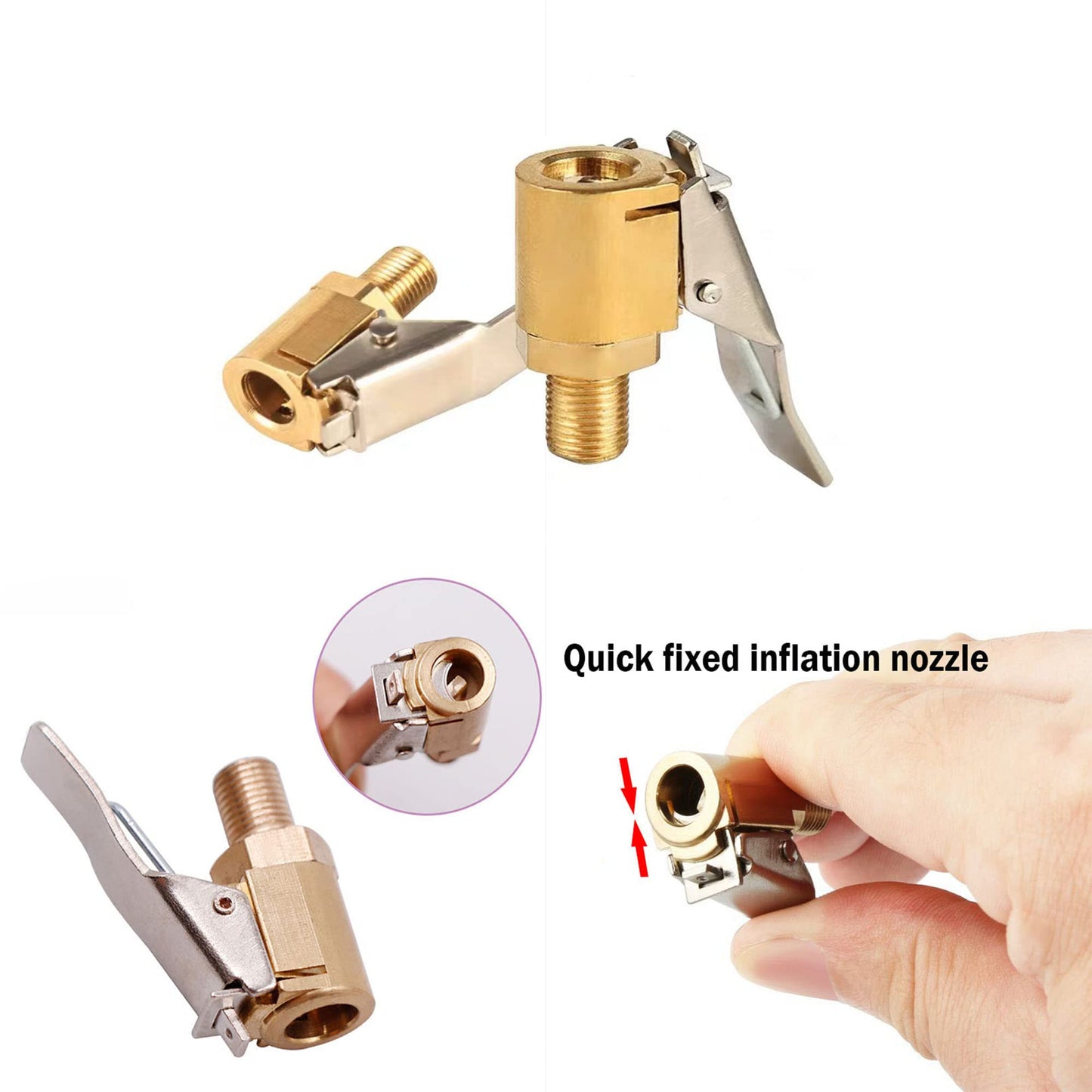 Zwei Stück 8mm Autoventil Hebelstecker Messing Luftpumpe Adapter