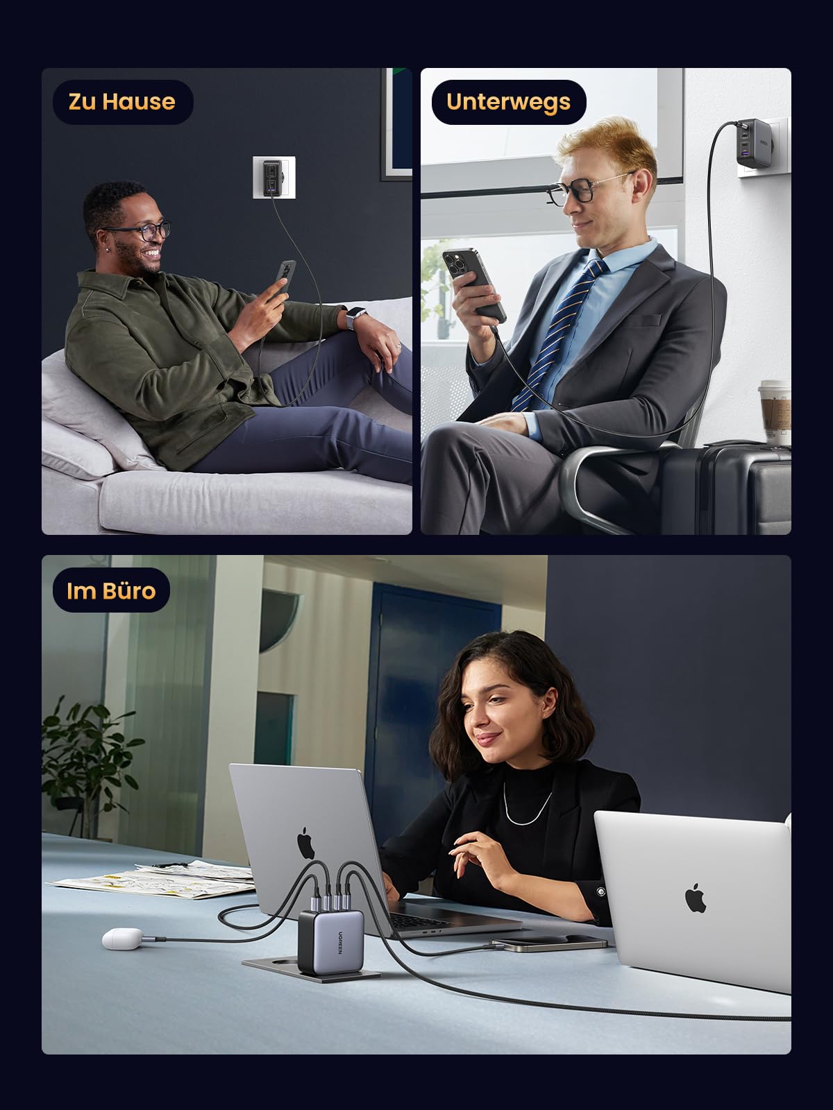 UGREEN Nexode 100W USB C Ladegerät 4 Ports Netzteil GaN Charger PD Schnellladegerät kompatibel mit MacBook Pro, iPhone 17-8 Serien, iPad Serien, Galaxy S25 Ultra, S24+ usw