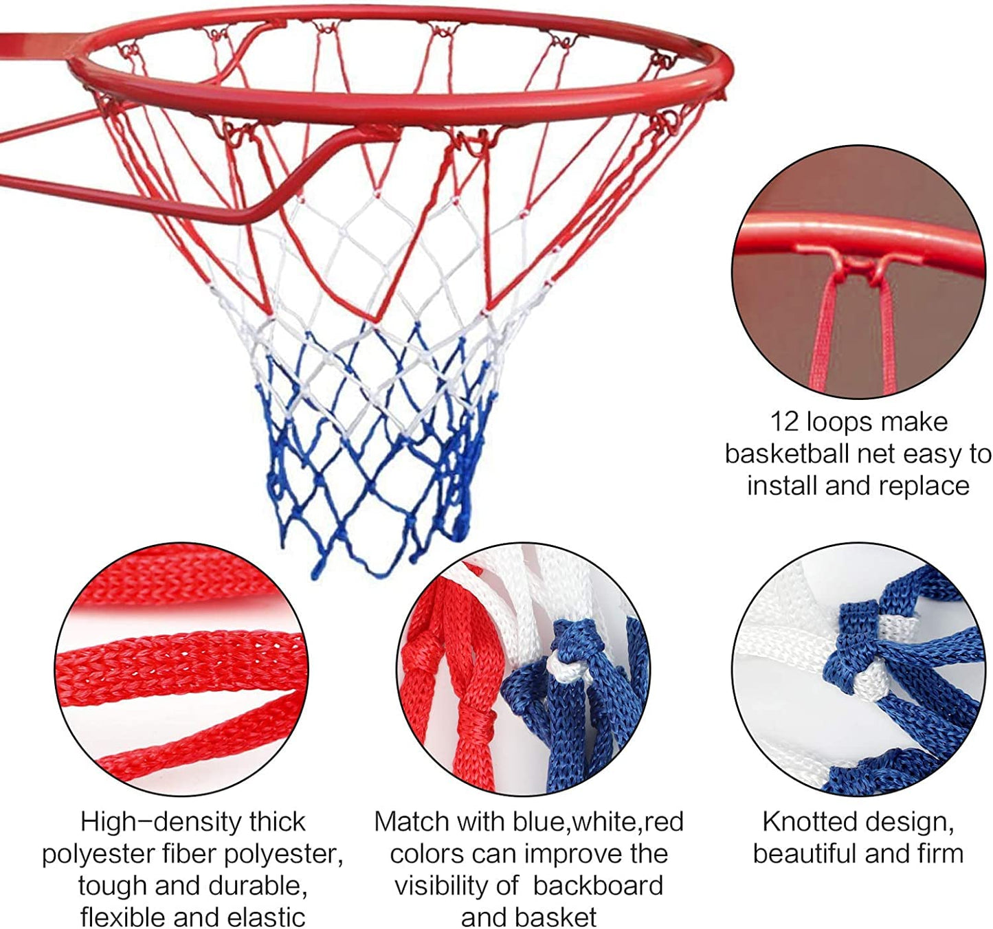 Robustes 2er Basketballnetz Set für Outdoor und Indoor in Standardgröße 50 cm-PIQIUQIU