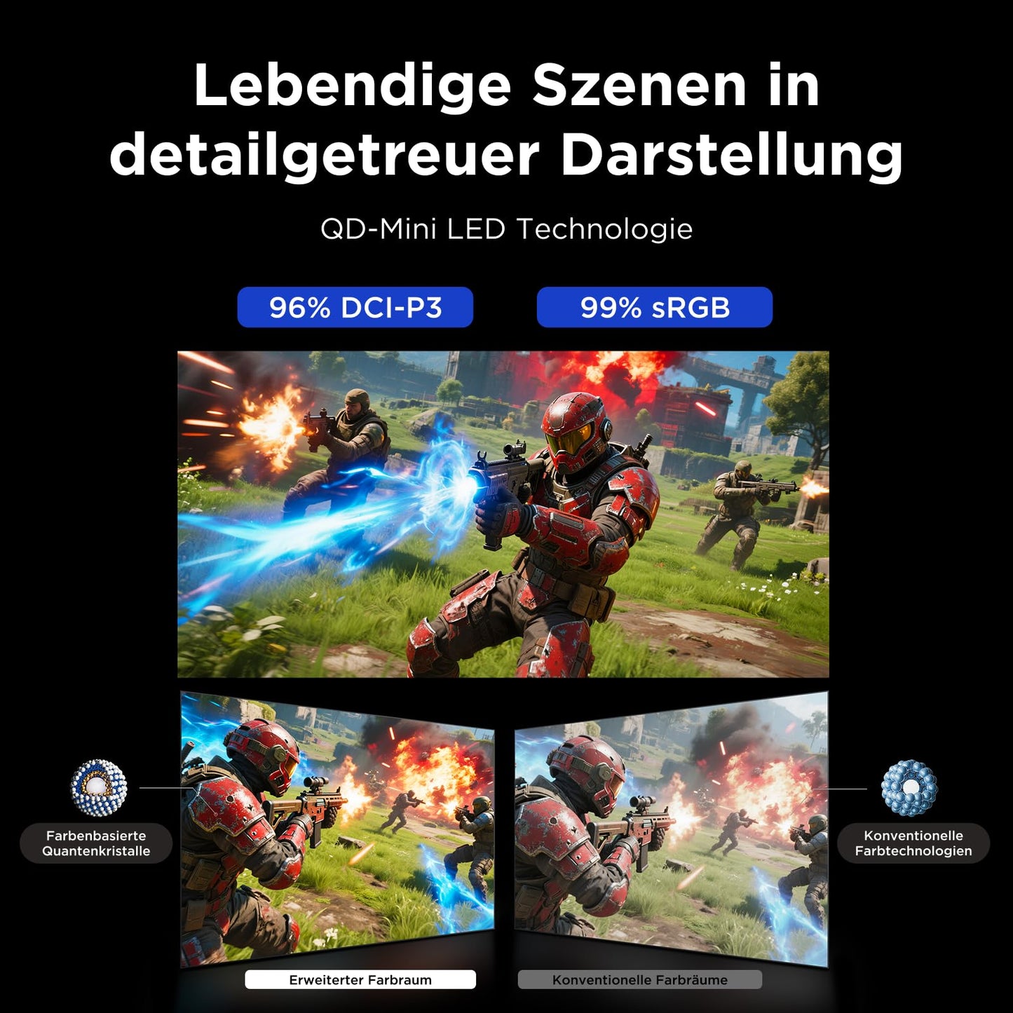 TCL Gaming Monitor 27 Zoll QD-Mini-LED 27G64, QHD-Auflösung, 180Hz, Fast-HVA-Panel, HDR 600 nits, 1ms GTG Reaktionszeit, AMD Freesync, Kompatibilität mit G-Sync