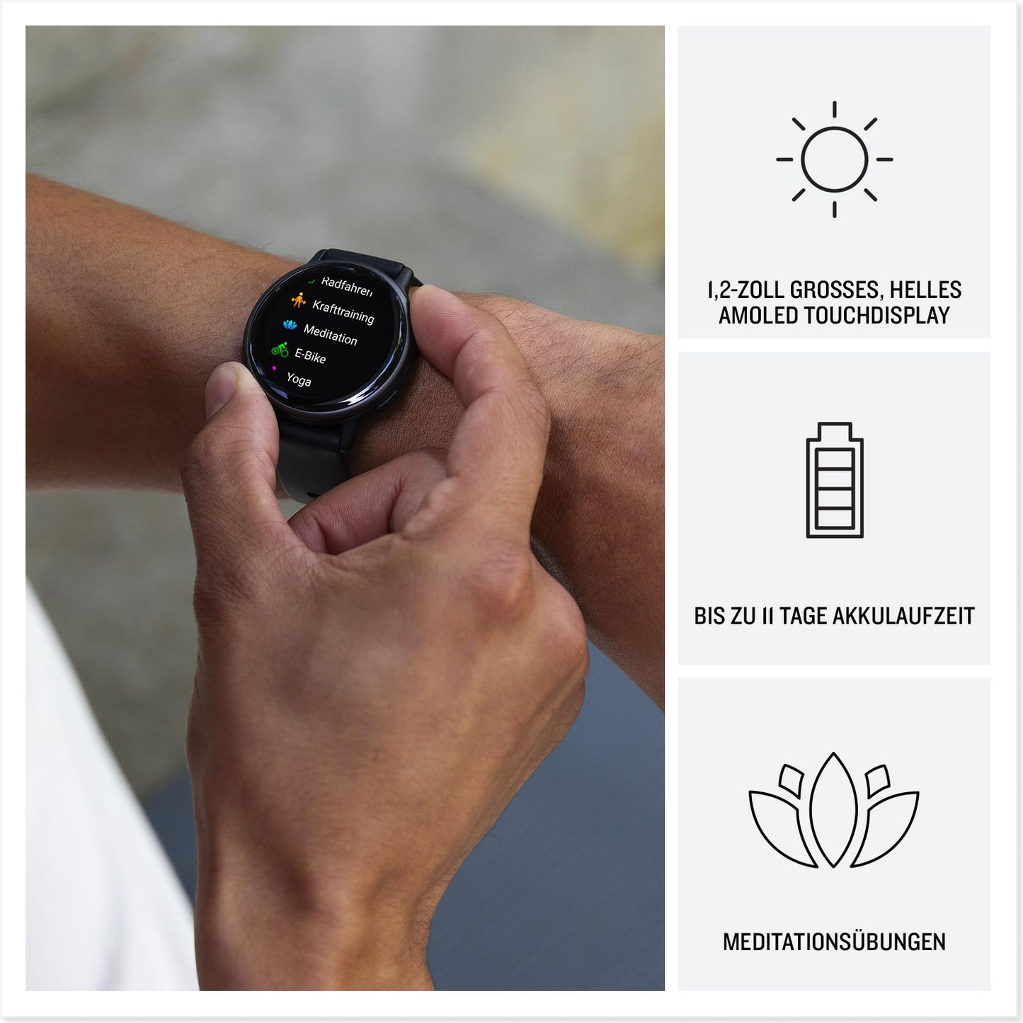 Garmin Vivoactive 5 42mm - GPS-Smartwatch mit 1,2" AMOLED Touchdisplay, bis zu 11 Tage Akkulaufzeit, Fitness- und Gesundheitsfunktionen, 30+ Sport-Apps, Musik, GarminPay