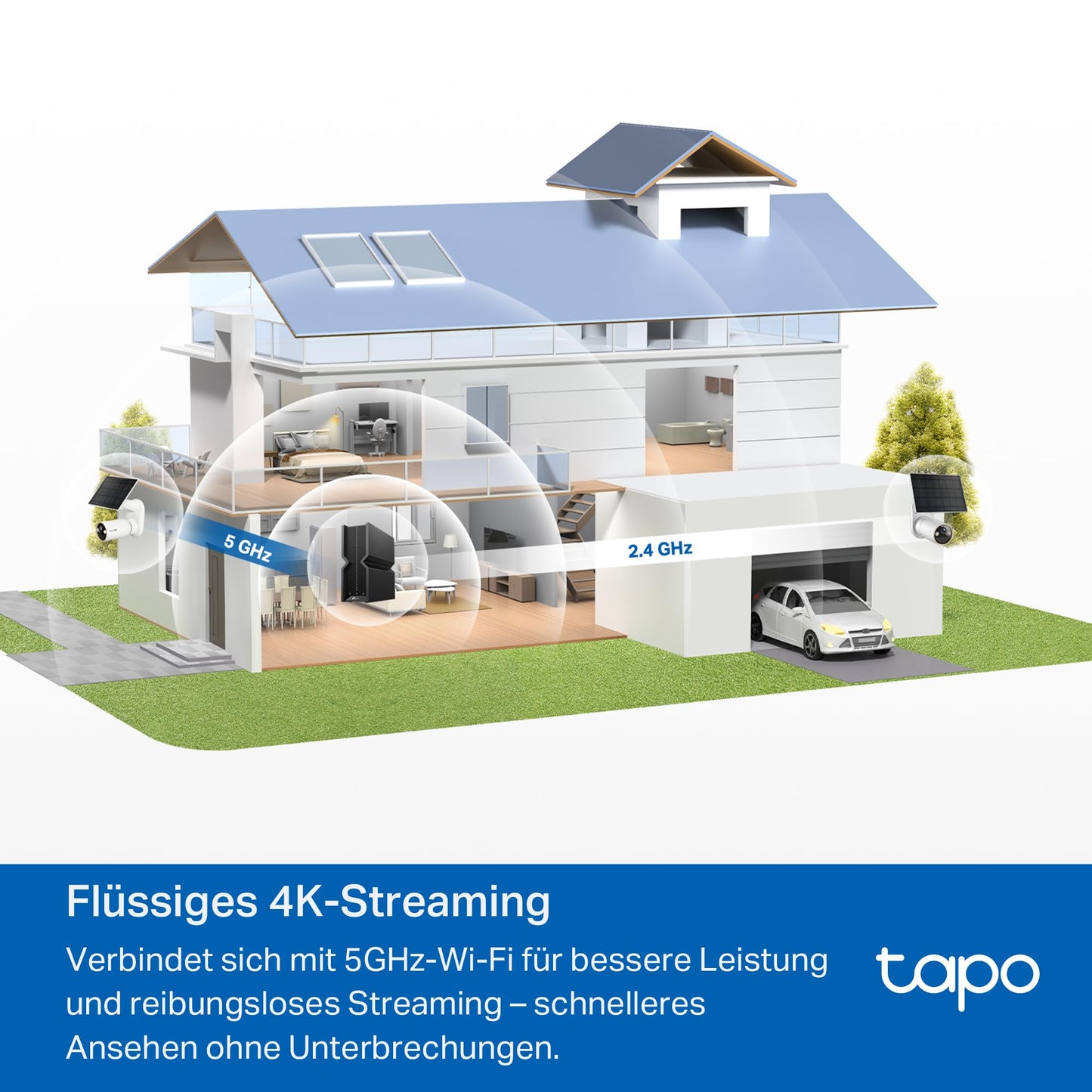 Tapo C460 4K 8MP Überwachungskamera Aussen Akku, Starlight-Farb-Nachtsicht, Dual-Band WLAN, Magnetfuß, Verschlüsselte microSD-Aufzeichnung, KI-Erkennung, 10000-mAh-Akku