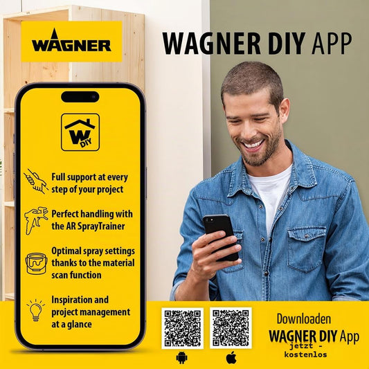 WAGNER Farbsprühsystem W 590 FLEXiO für Wand- und Latexfarben, Lacke & Lasuren im Innen- & Außenbereich, 15 m²-6 min, Behälter 1300 ml/800 ml, 630 W