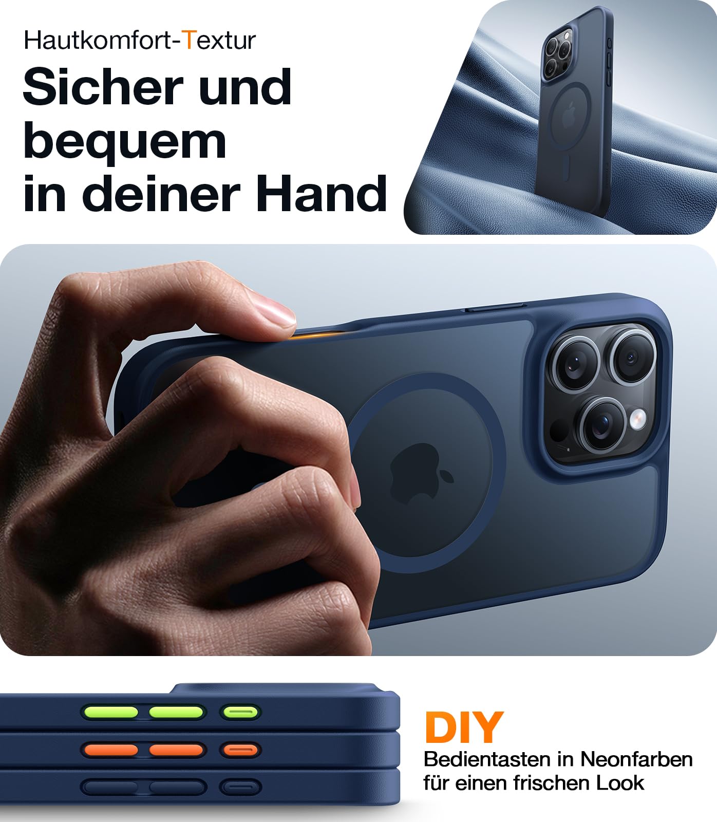 TORRAS 2026 Neu Guardian-Mag für iPhone 16 Pro Hülle für MagSafe Zertifizierte Militärschutz & Magnetkraft Handyhülle iPhone 16 Pro Case Stoßfest Kratzfest Schutzhülle Cover Edle Matt Blau