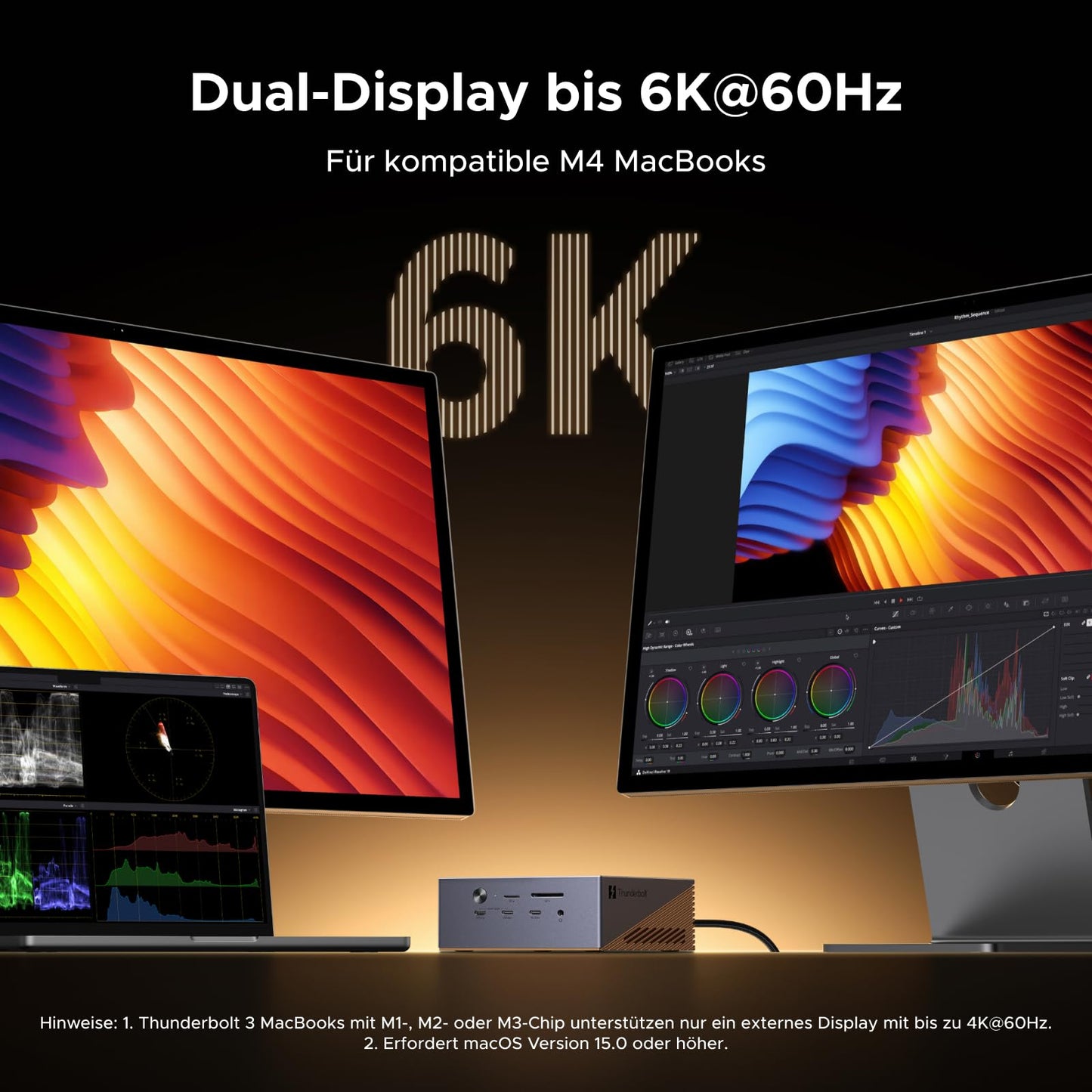 UGREEN Maxidok Thunderbolt 5 Docking Station, Revodok 17-in-1 TBT5 Dock, 120Gbps Datentransfer, 8TB M.2 NVMe SSD, Single 8K/Dual 6K@60Hz, 140W Aufladen, 2.5GbE, Kühlsystem für TBT5/4-Laptops