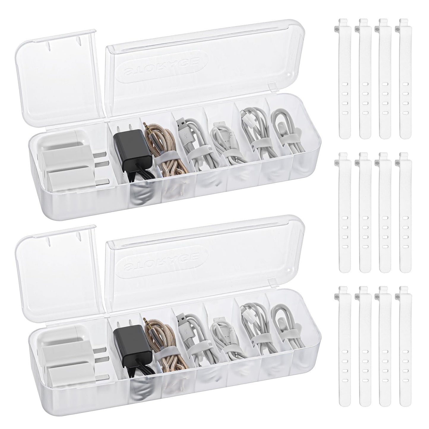 2er Set Kabel Organizer Box zur flexiblen Kabelaufbewahrung und Sortierung schwarz-MumdoYAL