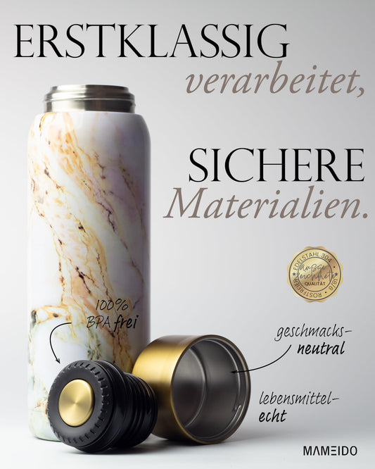 MAMEIDO Thermoskanne Edelstahl 1 l mit Becher auslaufsicher stilvoll-MAMEIDO