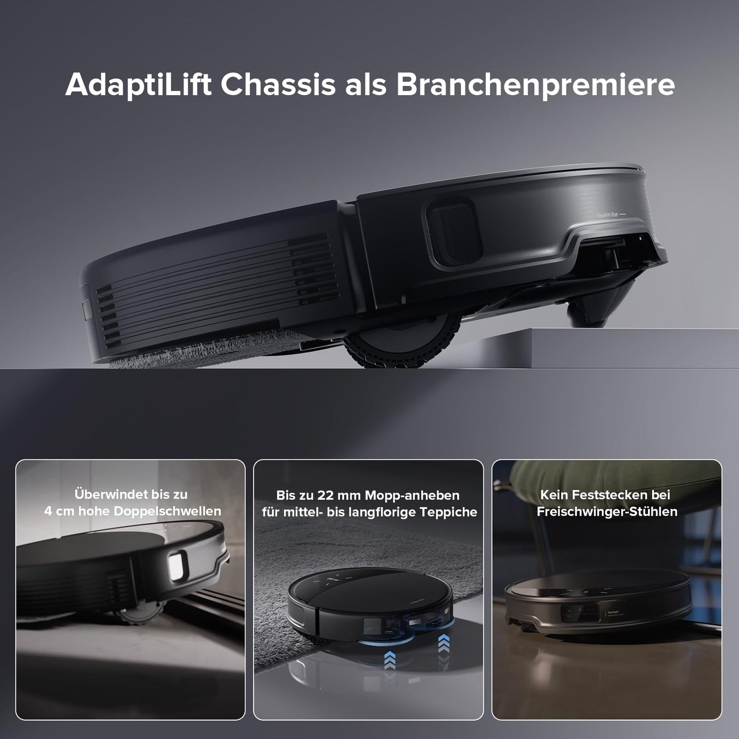 roborock Saros 10R Saugroboter mit Wischfunktion&angebbarem Wischmopp, 22,000 Pa, 7,98cm Ultra-Slim Design, StarSight System 2.0, Zero-Tangle System