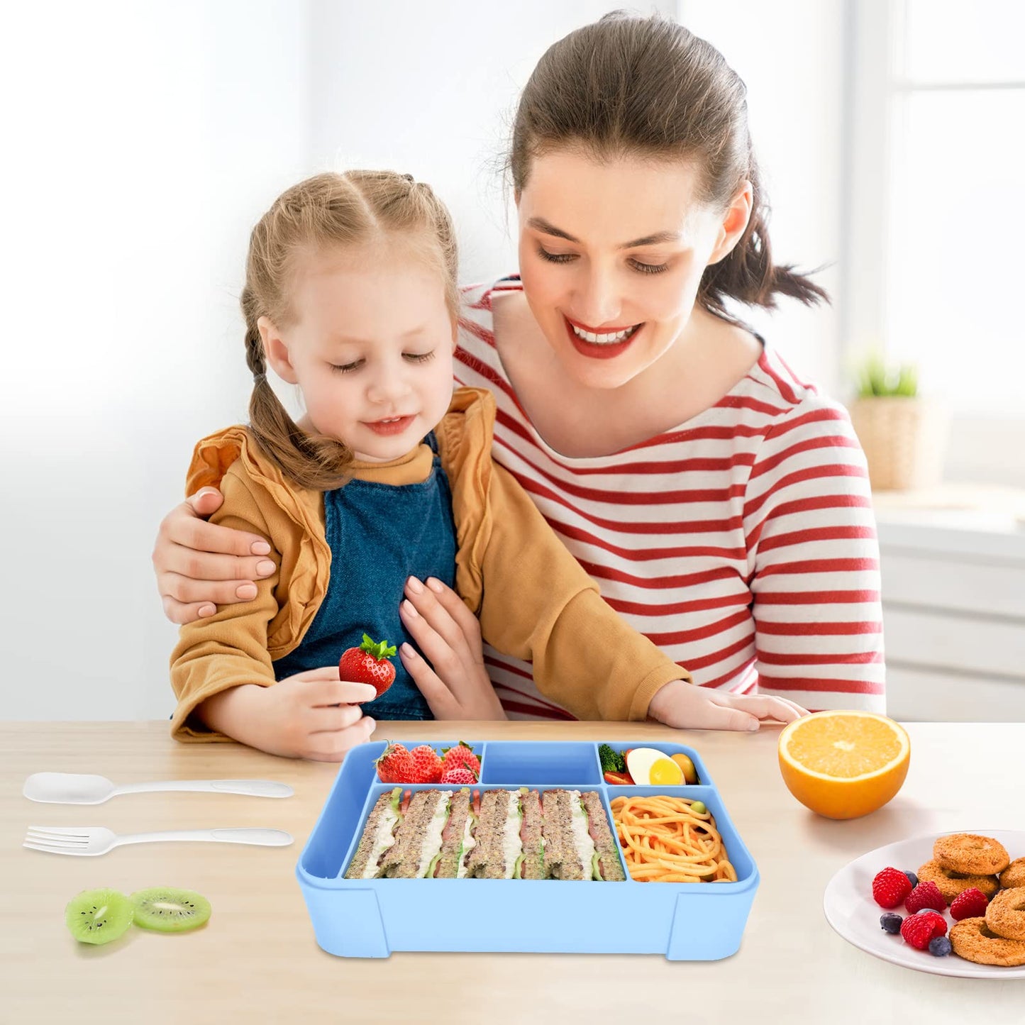 Brotdose Kinder mit Fächern Bento Box auslaufsichere Lunchbox