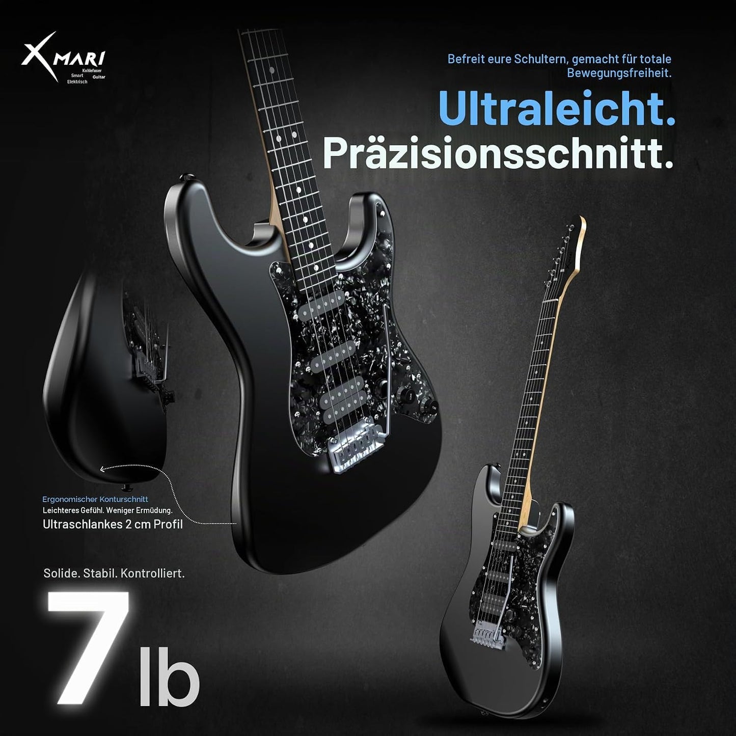 XMARI Smarte E-Gitarre – DSP-Effekte & Kohlefaser-Korpus