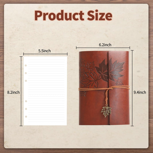 Vintage Leder Notizbuch A5 Nachfuellbar Retro Stil Reisetagebuch Liniert-wenrescry