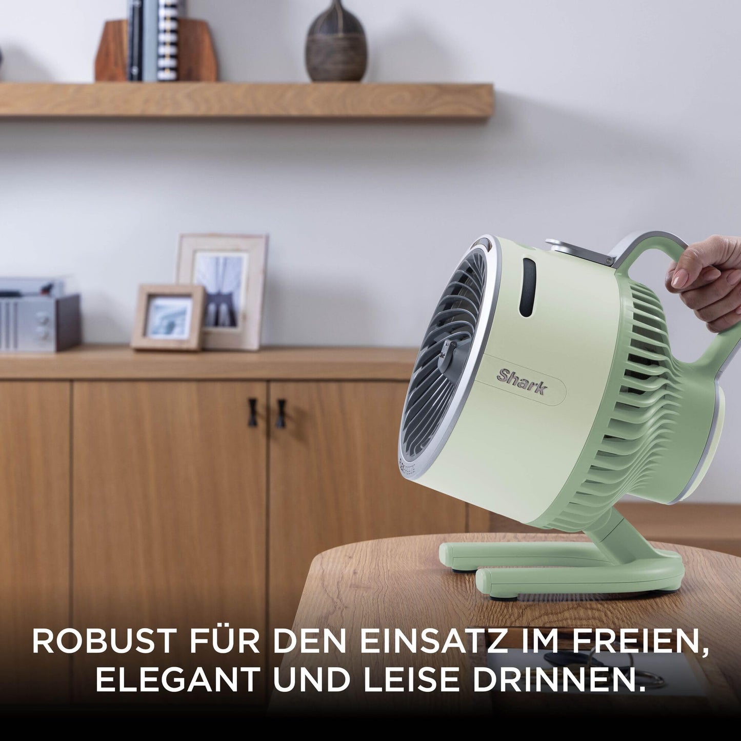 Shark FlexBreeze HydroGo Starker Ventilator mit Sprühnebel, Kühlung für drinnen & draußen, leise & langlebig, kabelgebunden & kabellos, kompakt & leicht, 5 Geschwindigkeiten, Mint FA050EUGN