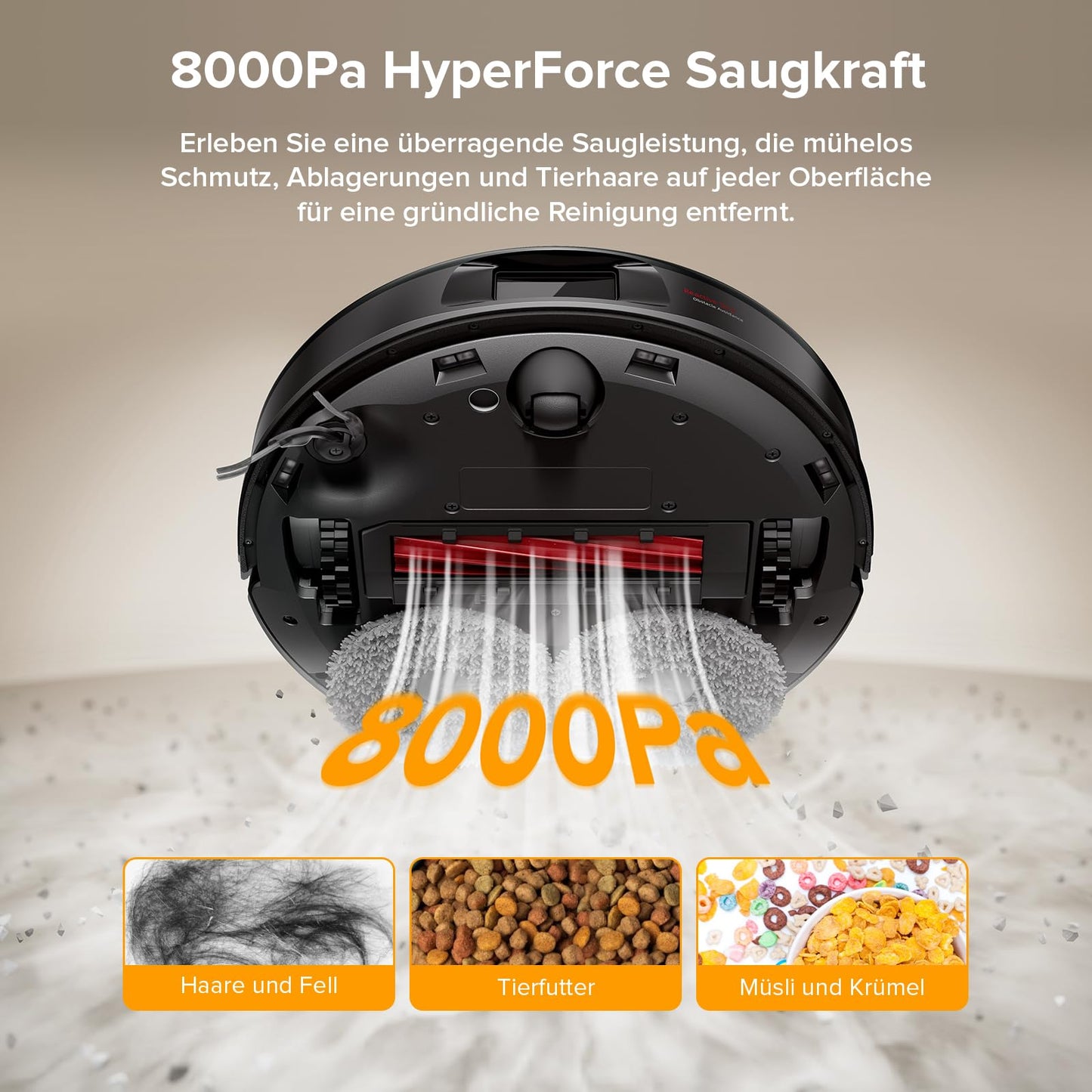 roborock Qrevo Serie Saugroboter mit Wischfunktion, 8000Pa Saugkraft(verbessert von Qrevo S), Anti-Verfilzungs-Seitenbürste, Hindernisvermeidung, LiDAR-Navigation, All-in-One Dock,Schwarz(QV 35A Set)