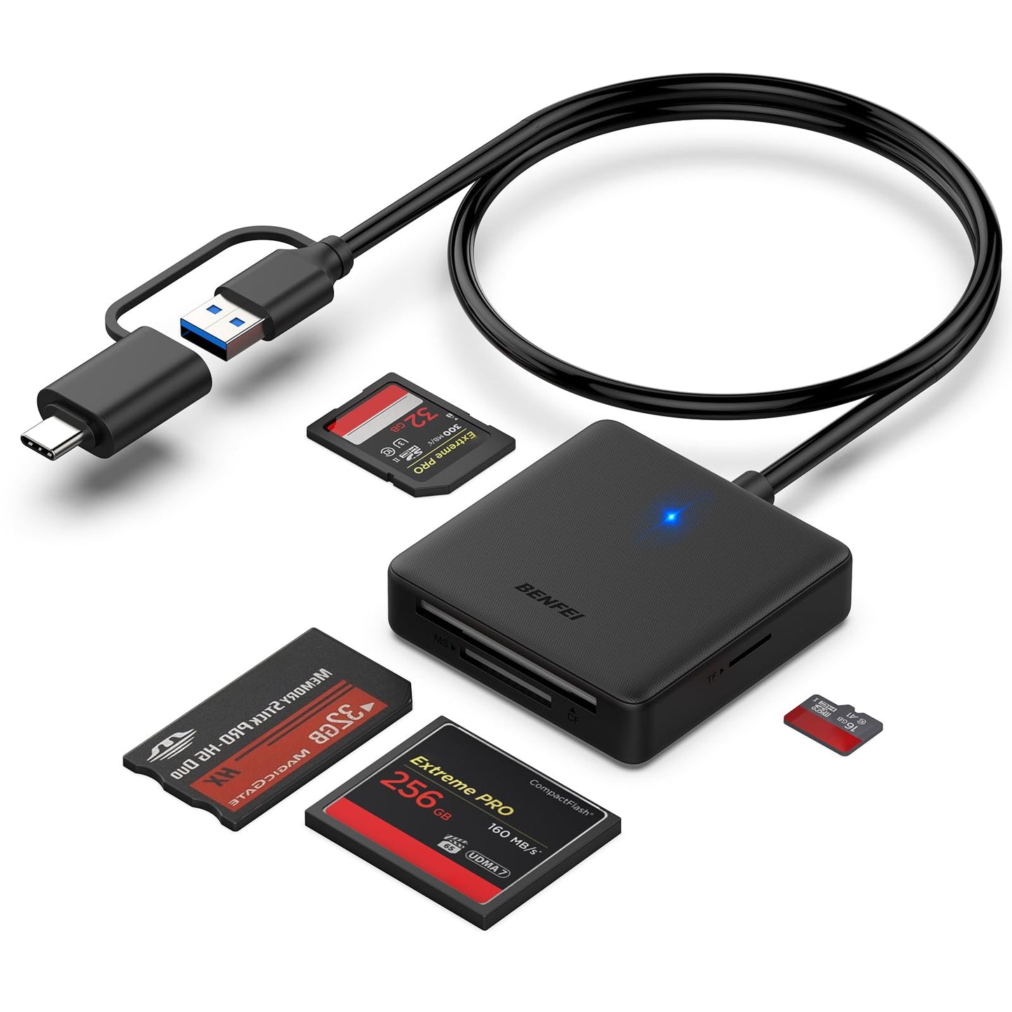 Multifunktionaler 4 in 1 USB C Kartenleser Adapter