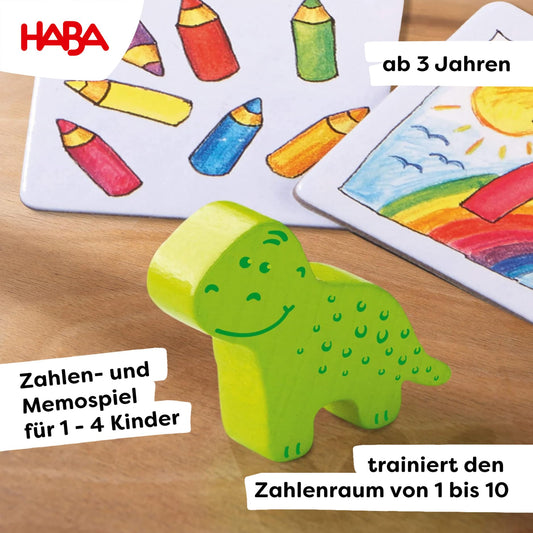 HABA Zahlendino – Lernspiel zum Zahlen Lernen & Mengen erkennen – Mathe Hilfe für 1. Klasse & Schulanfang – Geschenk zur Einschulung Mädchen & Jungen – Zahlenraum 1-10