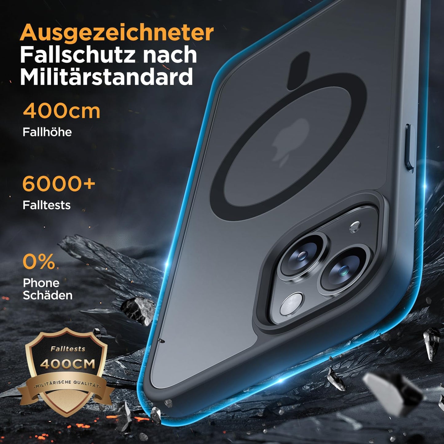 Miracase Magnetisch für iPhone 15 Hülle Kompatibel Mit MagSafe[mit 2 Schutzglas] Militärnorm Schutz Anti-Fingerabdruck Schlanke Ausführung Handyhülle für iPhone 15 6,1 Zoll, Schwarz