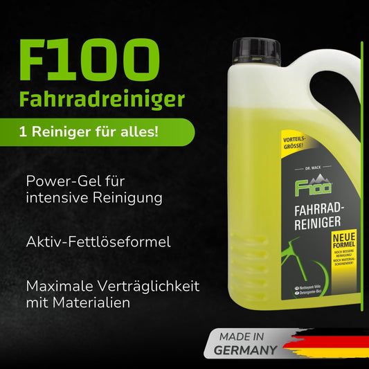 DR. WACK - F100 Fahrradreiniger 2 Liter - Reinigungsmittel für das gesamte Fahrrad - Effektives Fahrradpflegemittel - Reinigungsspray säurefrei & materialschonend - Hochwertige Fahrradpflege
