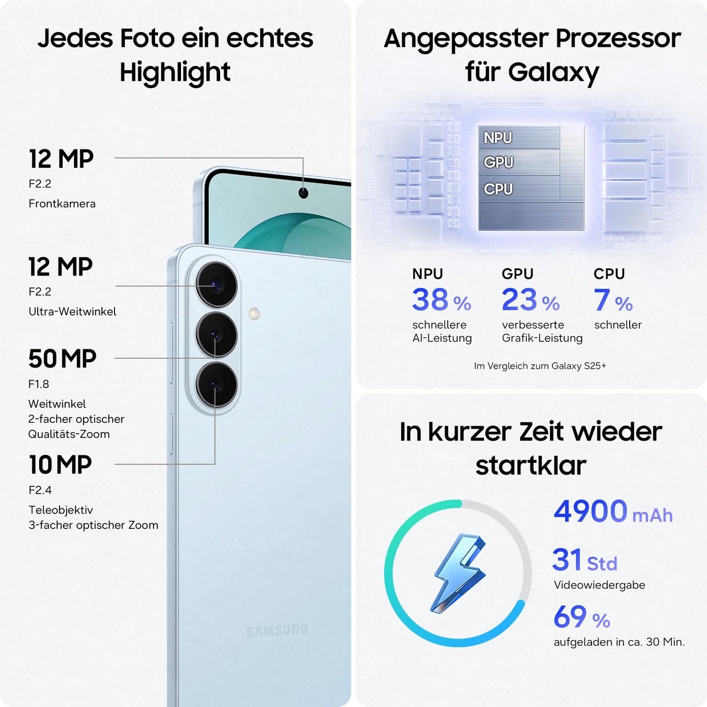 Samsung Galaxy S26+ AI Smartphone mit Galaxy AI, Ohne Vertrag, Handy mit Android, 12 GB RAM, 512 GB Speicher, AP Prozessor, 50 MP, Black, 3 Jahre Herstellergarantie [Exklusiv auf Amazon]