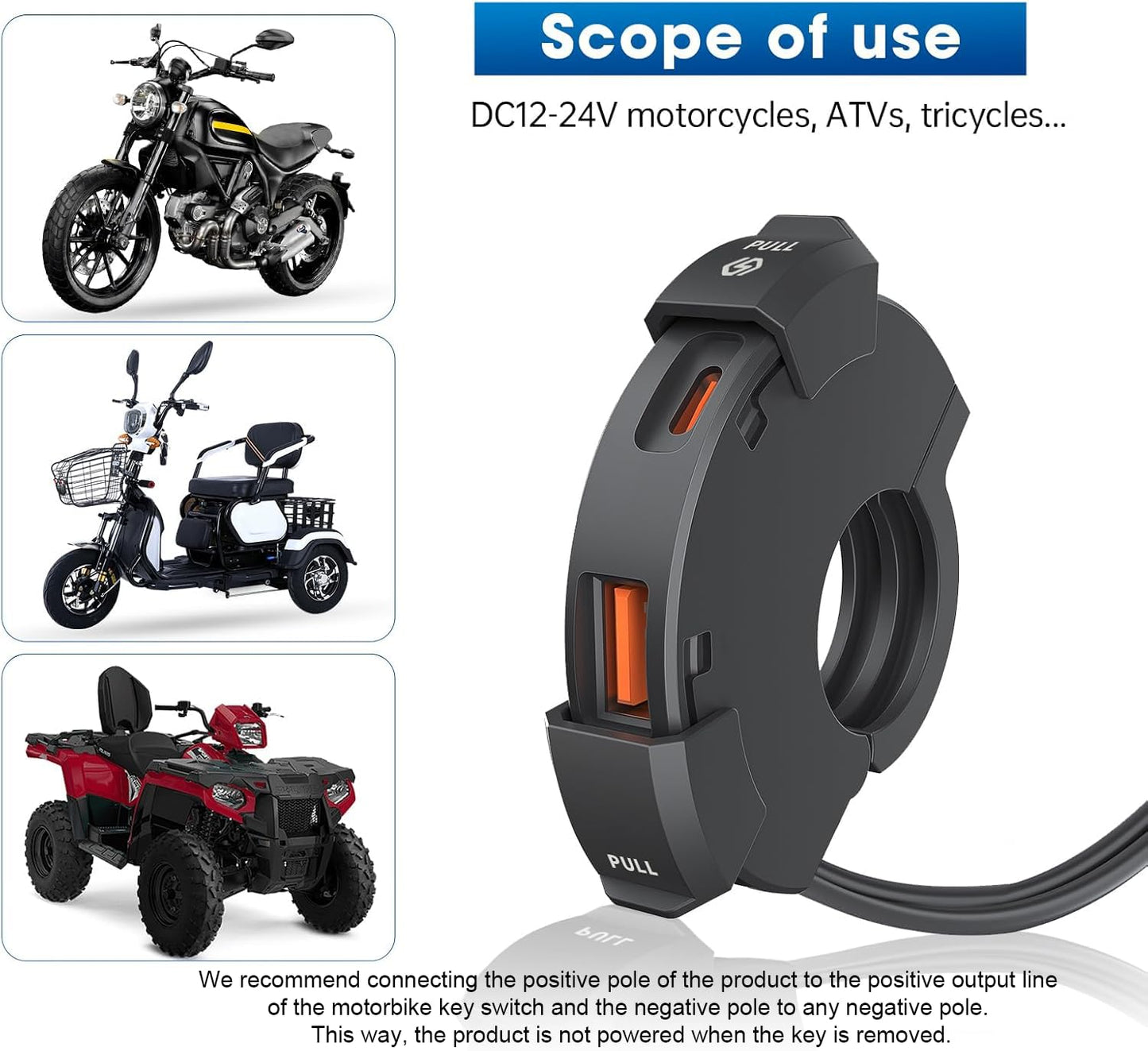 USB C Steckdose 12V Motorrad Ladegerät 48W Wasserdicht IP65