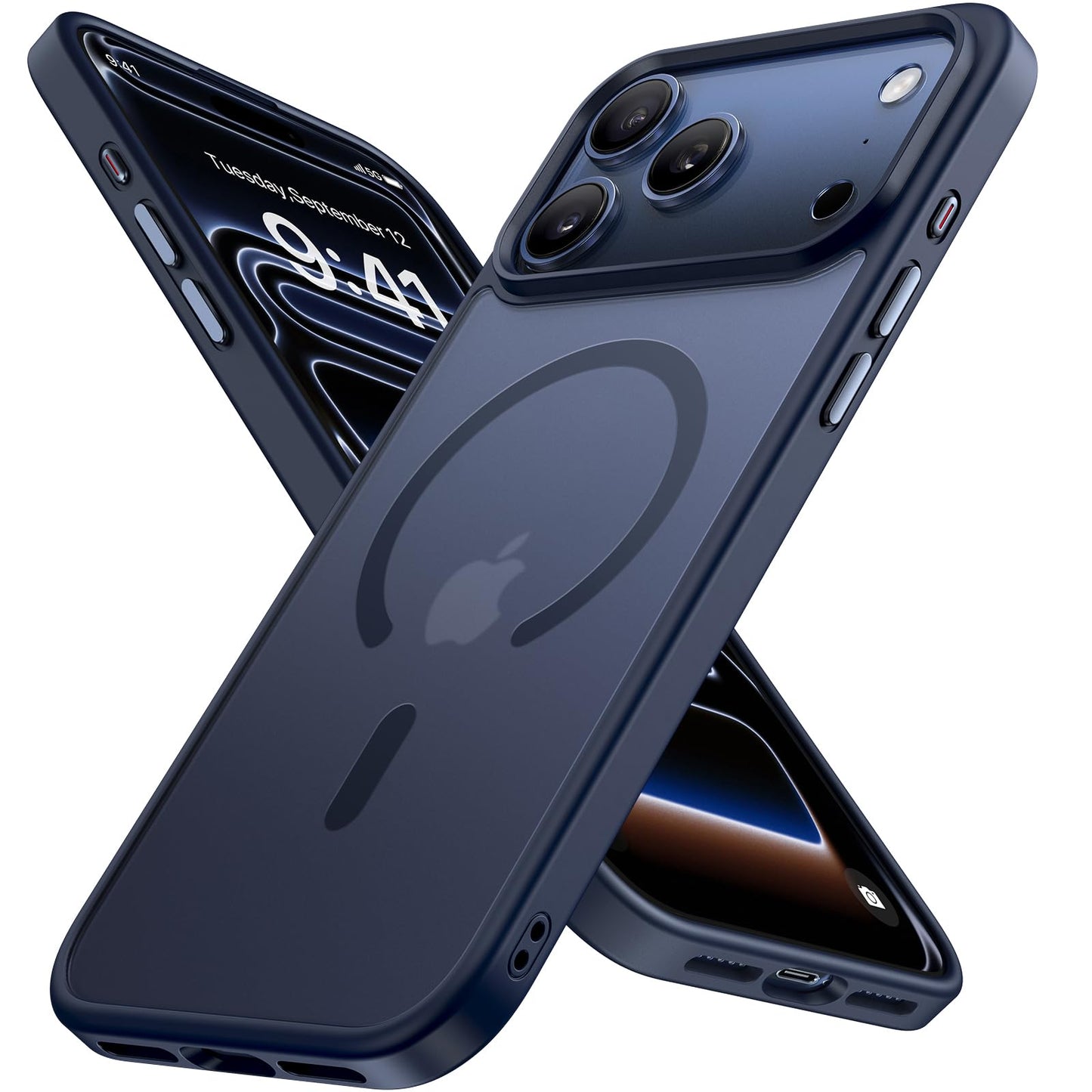 Miracase für iPhone 17 Pro Hülle für Magsafe [TOP Militärschutz & Magnetkraft] Stoßfest Kratzfest mit Samtiger Haptik Extrem Langlebig Handyhülle für iPhone 17 Pro 6,3", Matt-Tief-Blau
