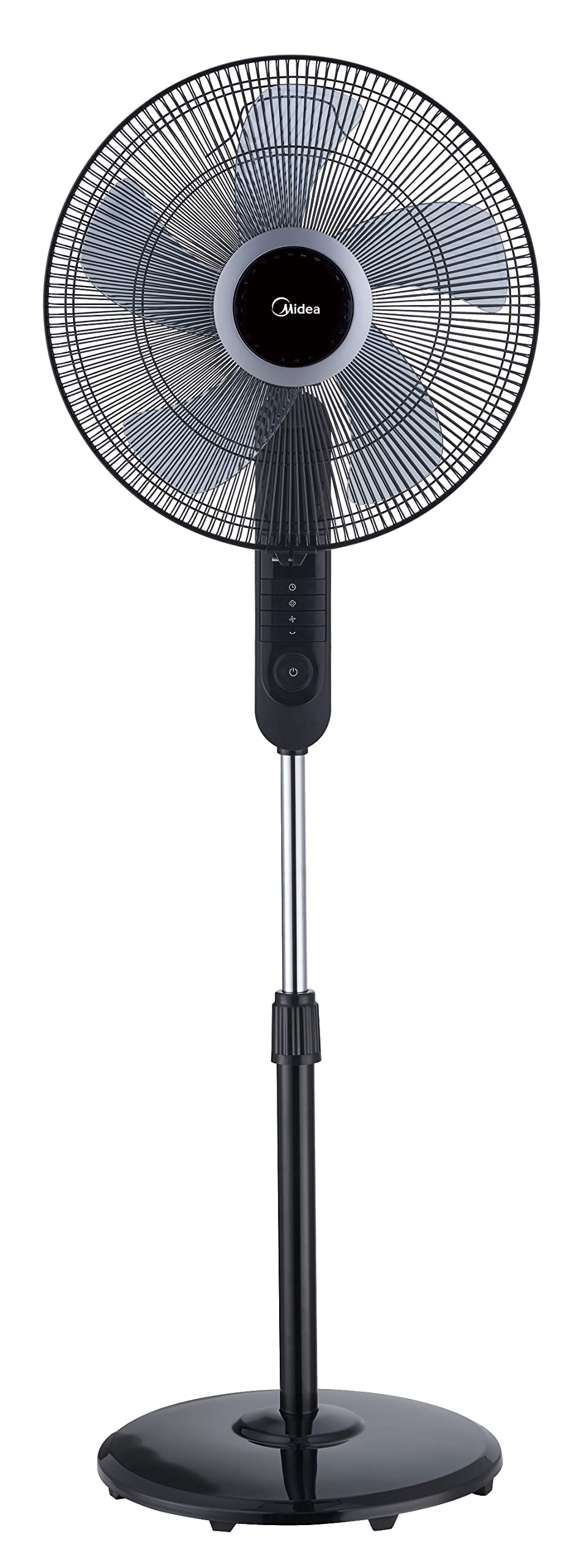 Midea FS40-15FR Standventilator Leise mit Fernbedienung,3 Geschwindigkeitsstufen,LED Anzeige, 7,5H Timer,höhenverstellbar, 80°Oszil-lationsfunktion, 55W Kraftvoller,Ventilator,Luftzirkulation, Schwarz