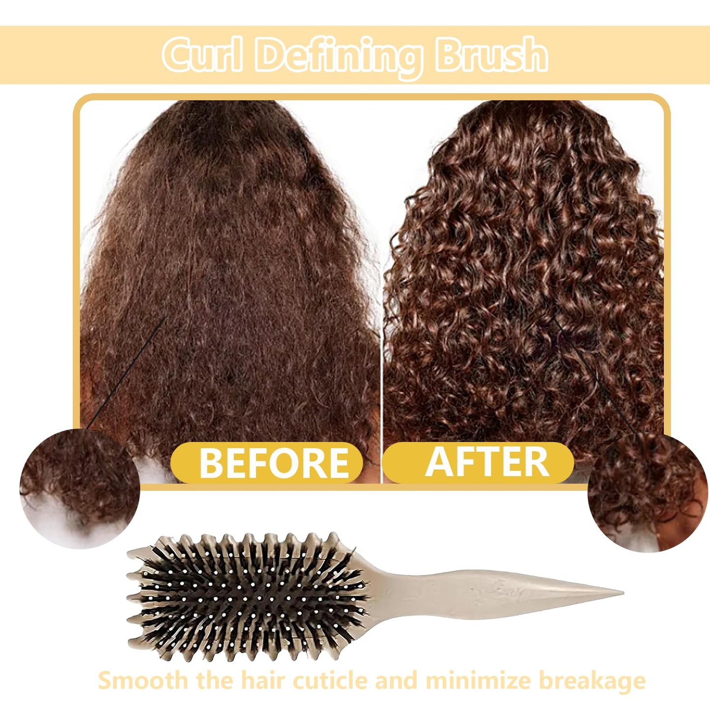 Lockenbürste zum Definieren und Stylen von Locken Beige 24 cm