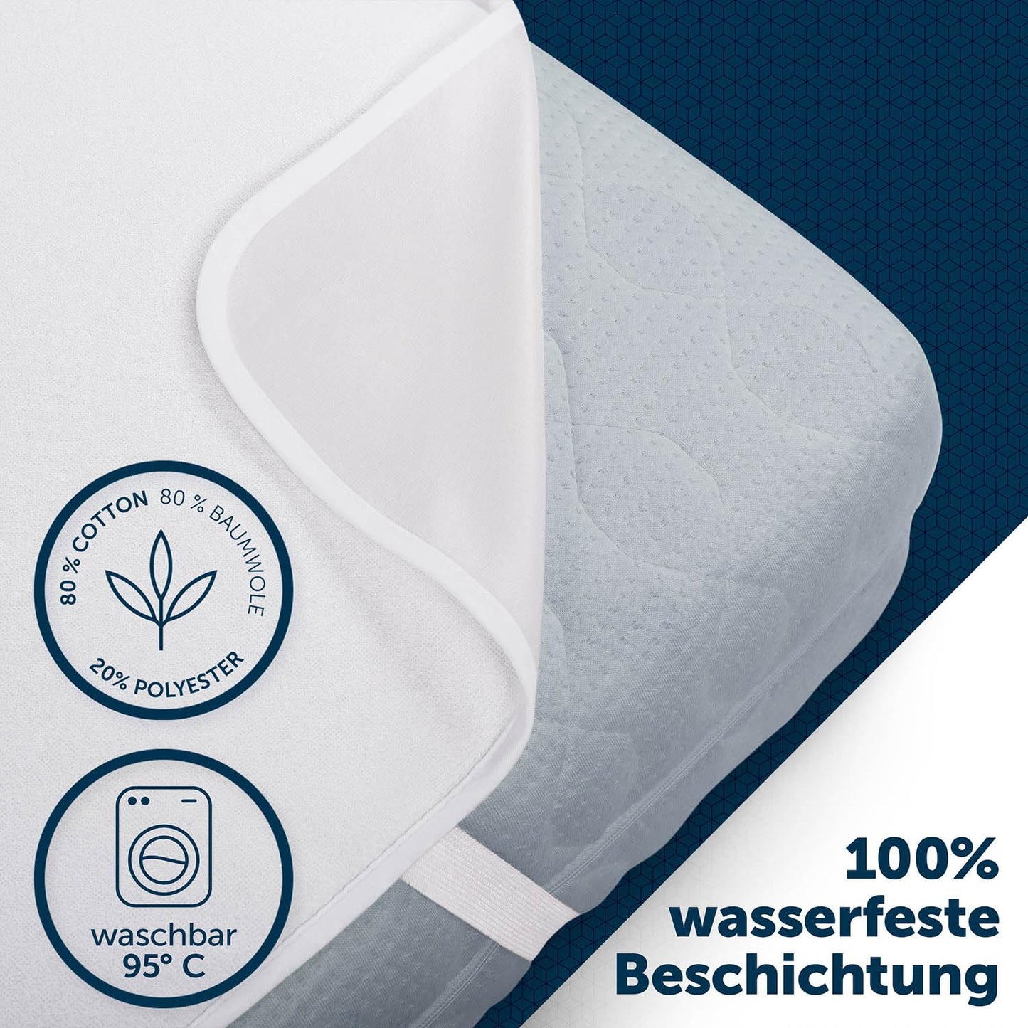 Blumtal Matratzenschoner 90x200cm - wasserdichte Matratzenauflage 90x200cm aus 80% Baumwolle - Oeko-TEX zert. Inkontinenzunterlage waschbar bis 95 °C - knisterfreier Bett Topper - Bettwanzen Schutz